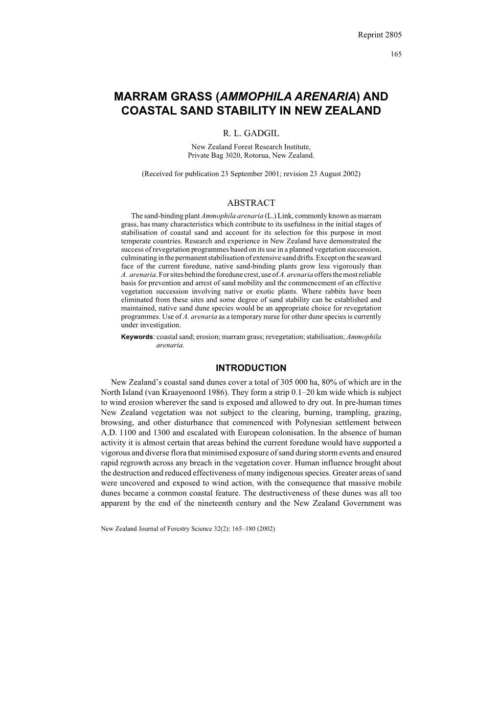 Marram Grass and Coastal Sand Stability 165