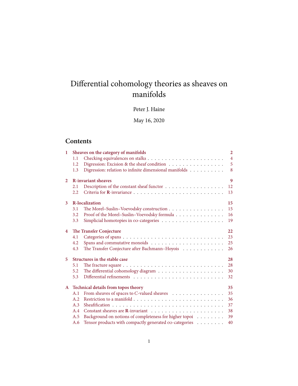 Differential Cohomology Theories As Sheaves on Manifolds