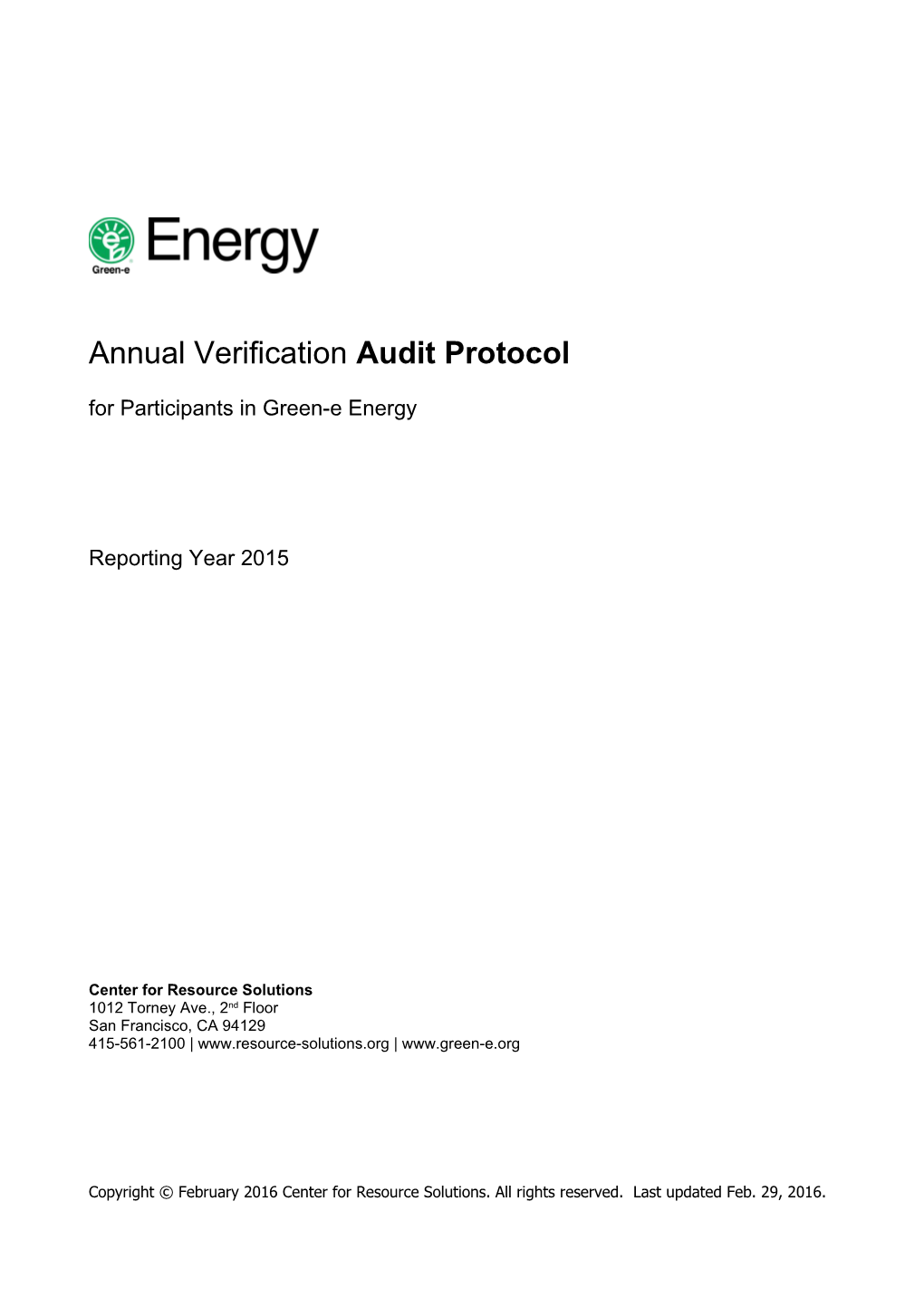 Annual Verification Audit Protocol