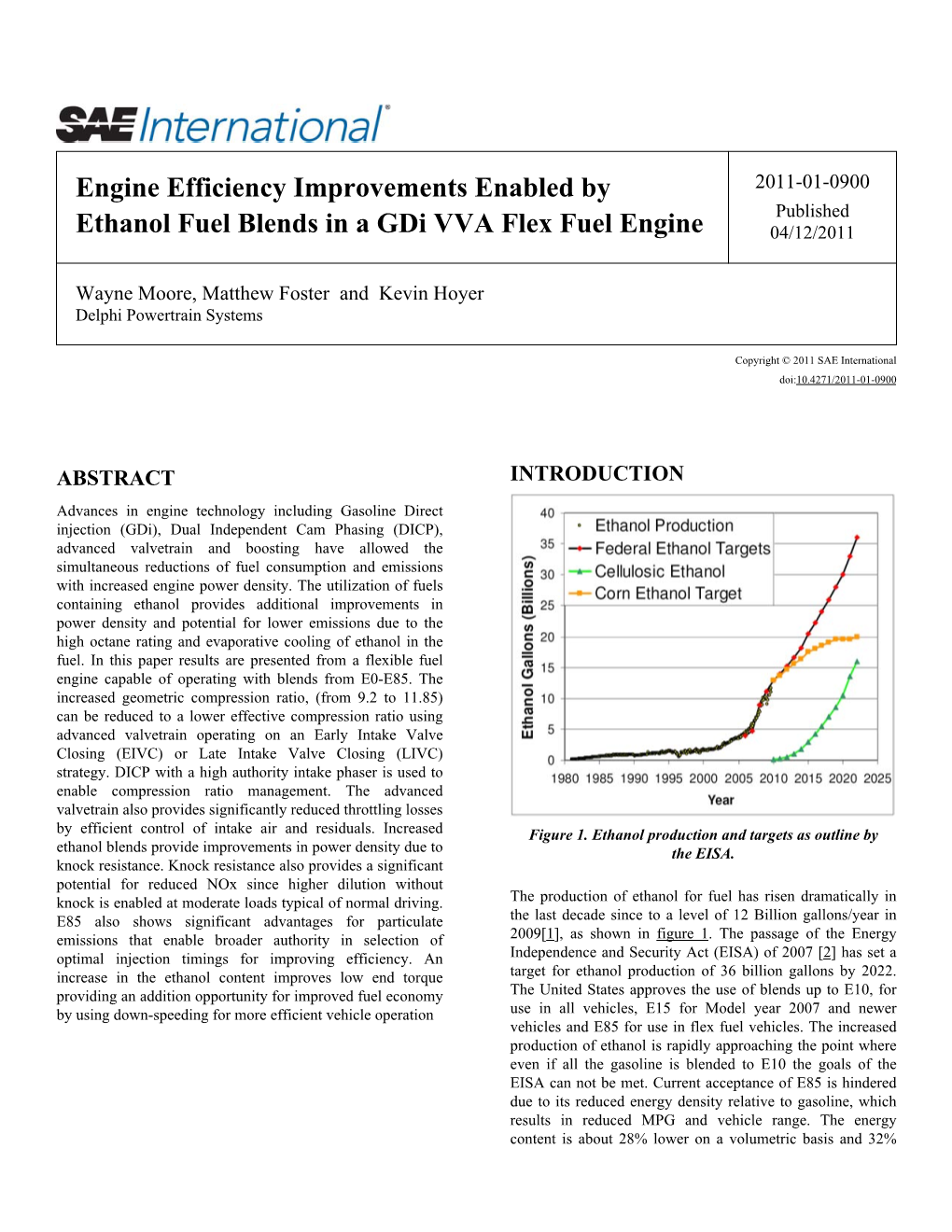 Engine Efficiency Improvements Enabled by Ethanol Fuel Blends In