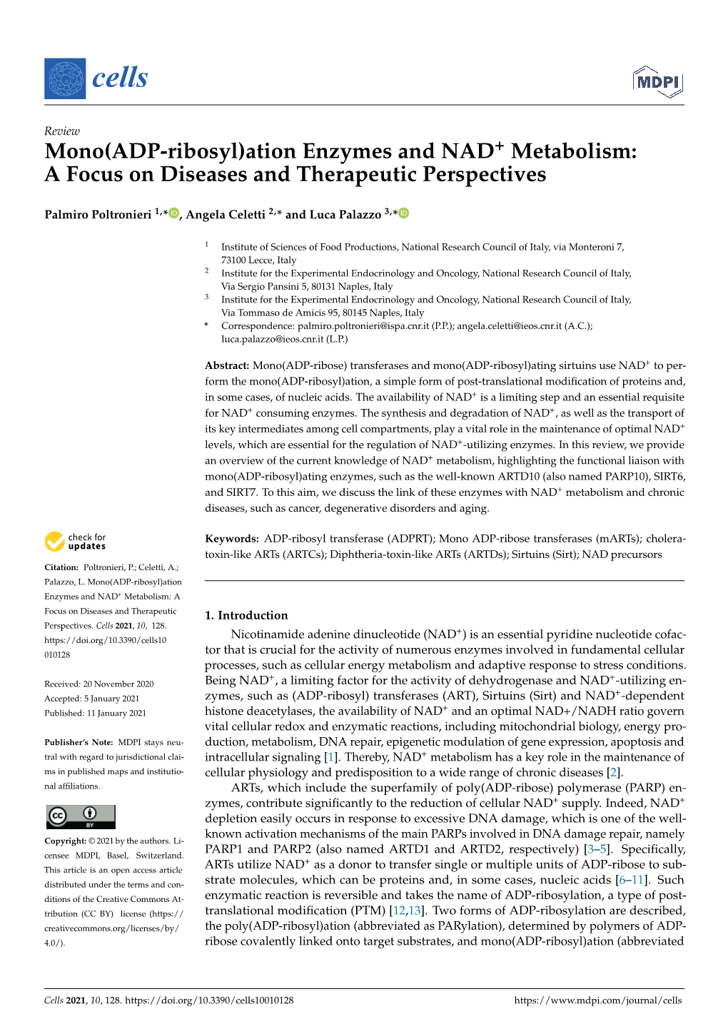 Mono(ADP-Ribosyl)Ation Enzymes and NAD+ Metabolism: a Focus on Diseases and Therapeutic Perspectives