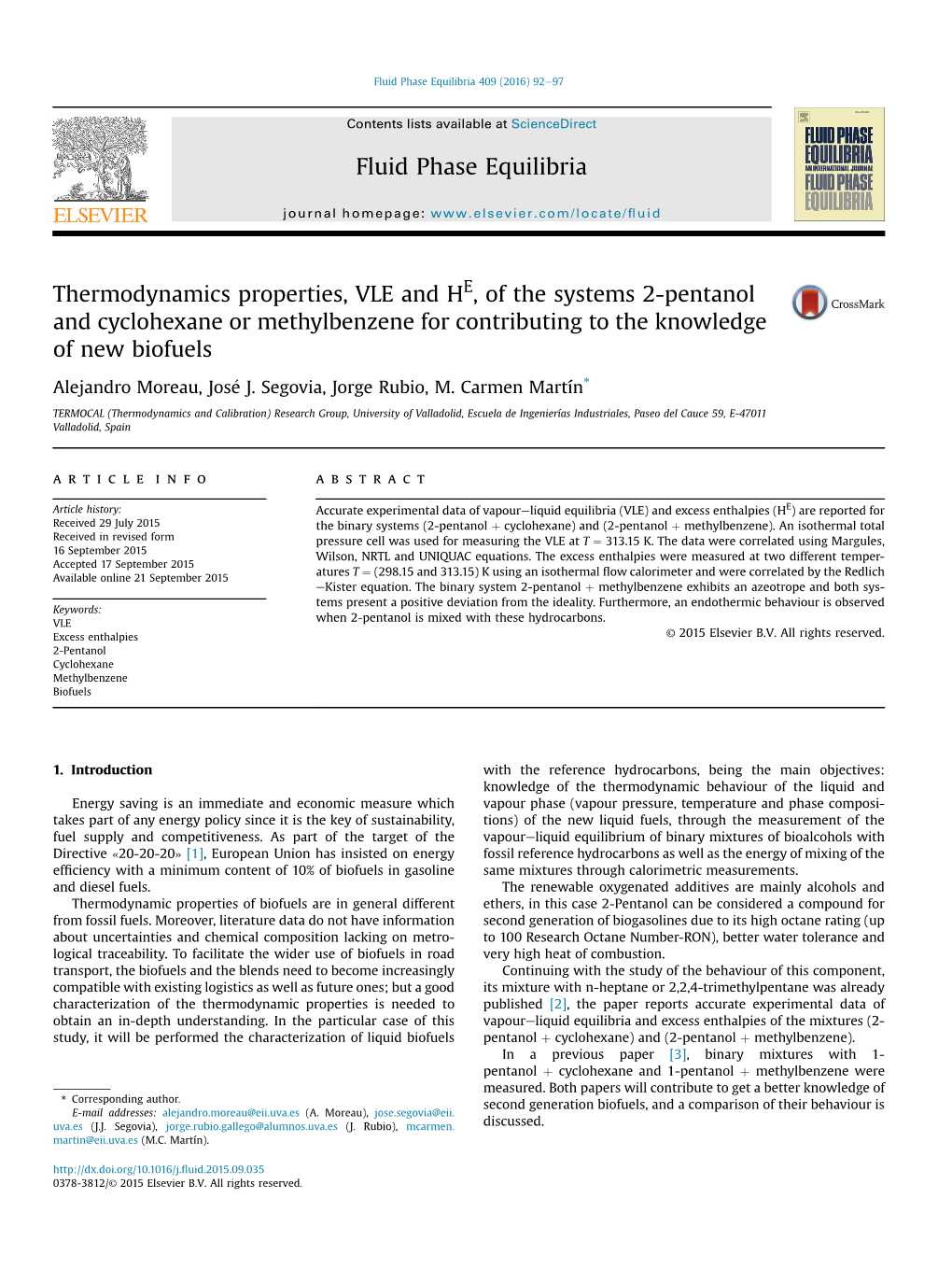 Thermodynamics Properties, VLE and HE, of the Systems 2-Pentanol and Cyclohexane Or Methylbenzene for Contributing to the Knowledge of New Biofuels