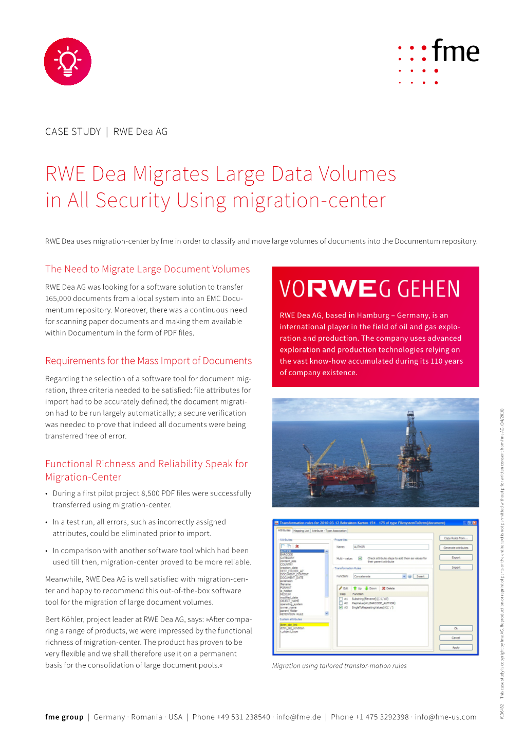 RWE Dea Migrates Large Data Volumes in All Security Using Migration-Center