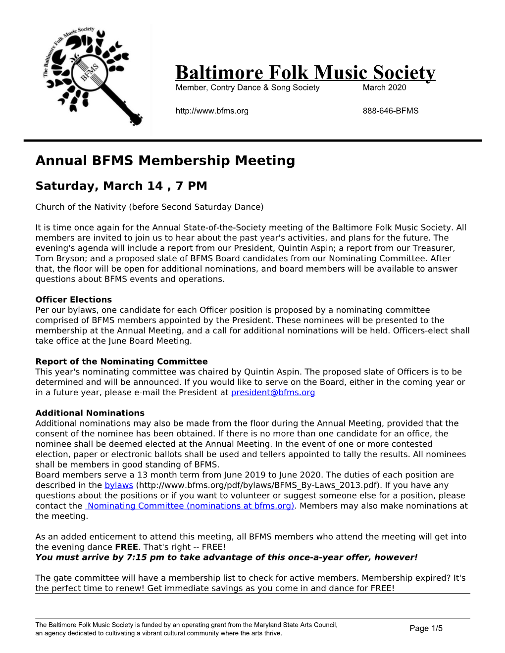 BFMS Newsletter