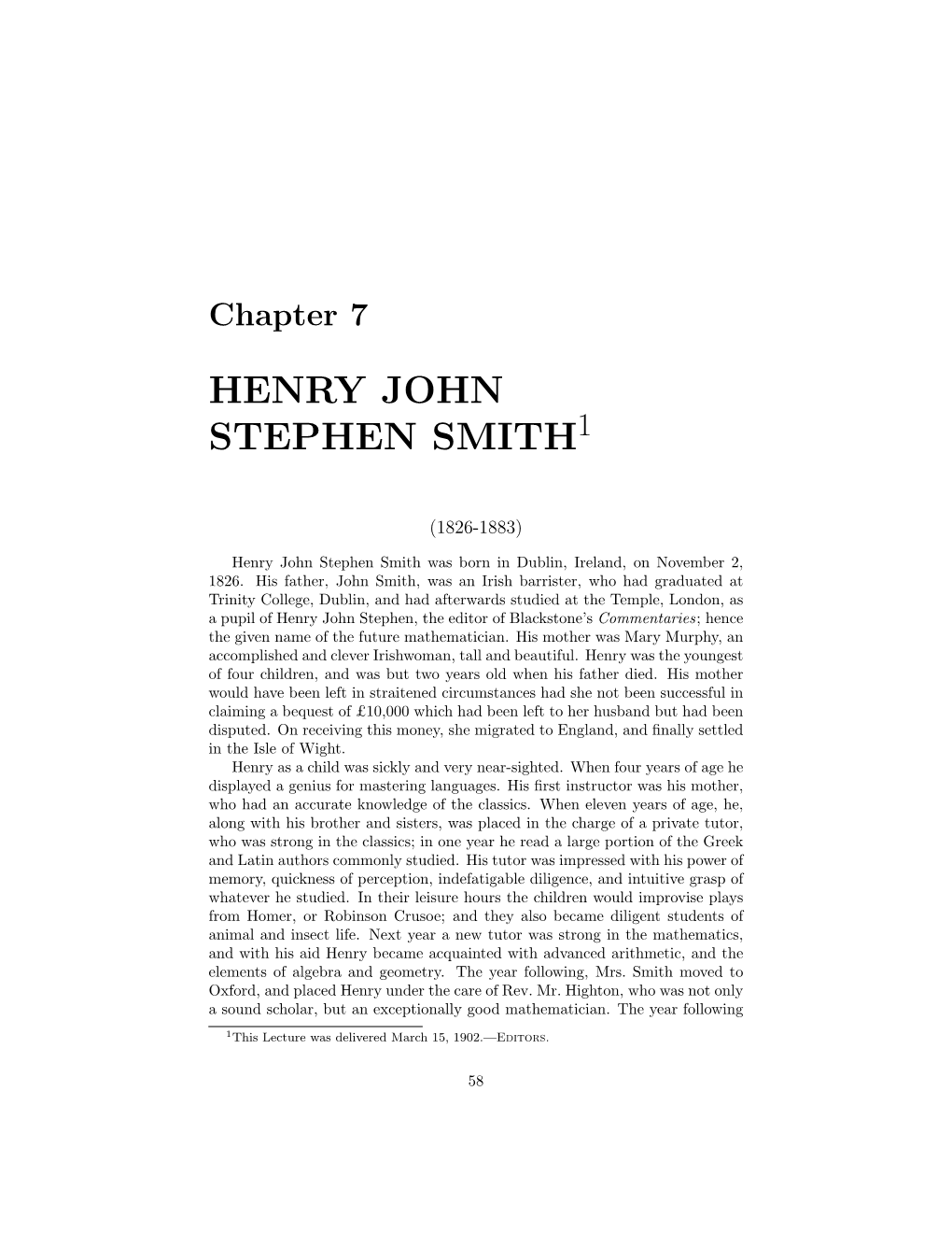 Henry John Stephen Smith1