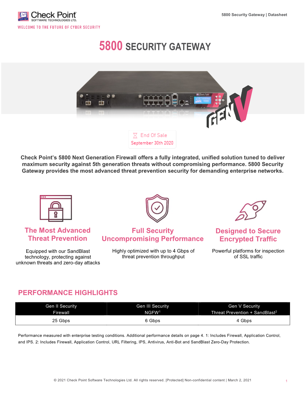 Check Point 5800 Security Gateway Datasheet