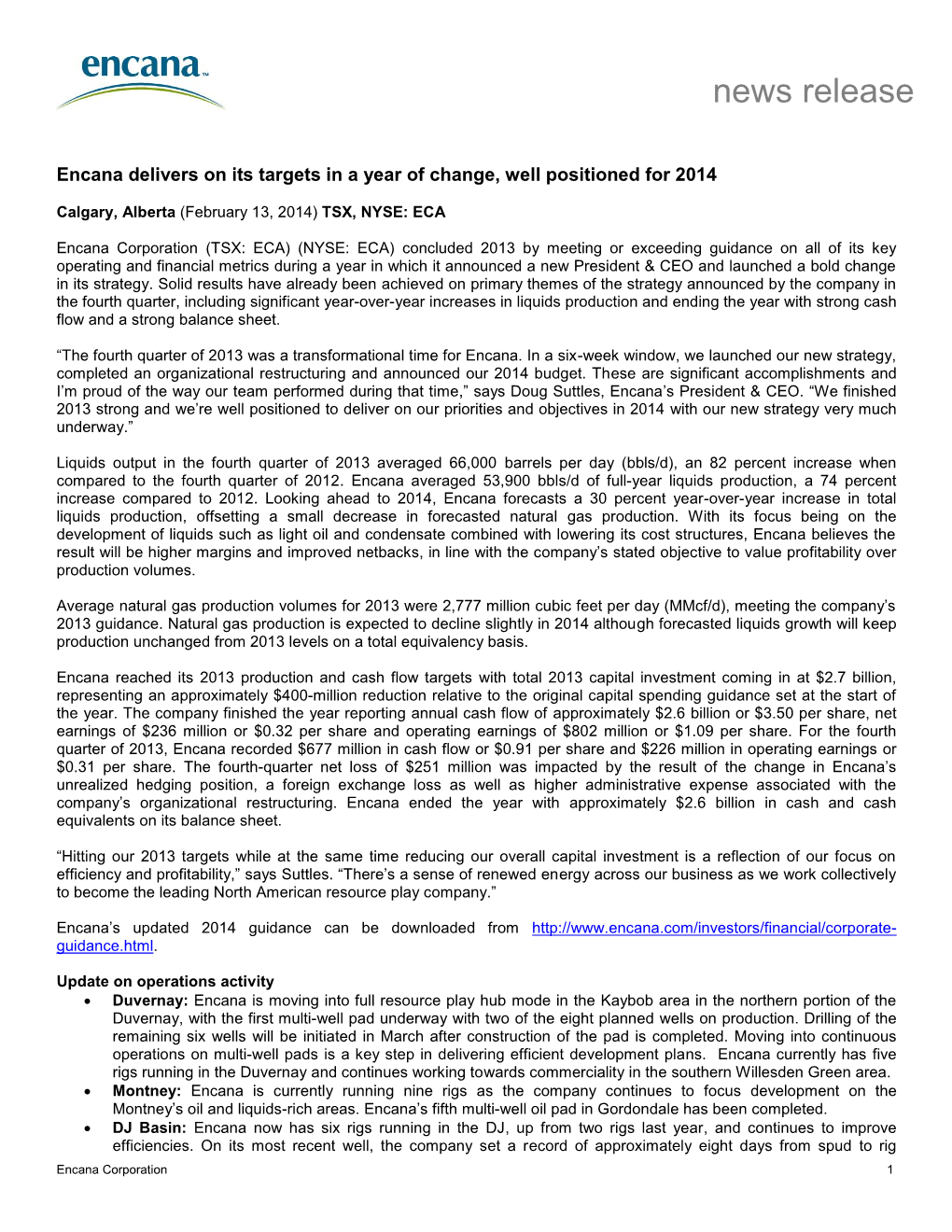 Encana Seeks Strategic Partnerships to Maximize the Tremendous Value Inherent in Its Asset Base