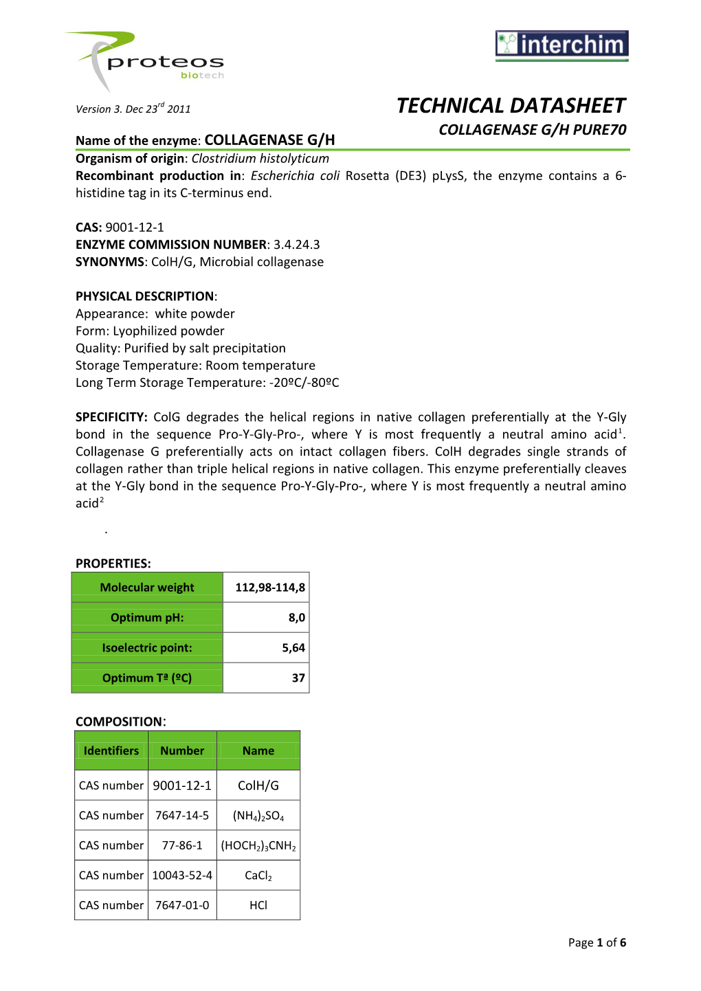 Technical Datasheet