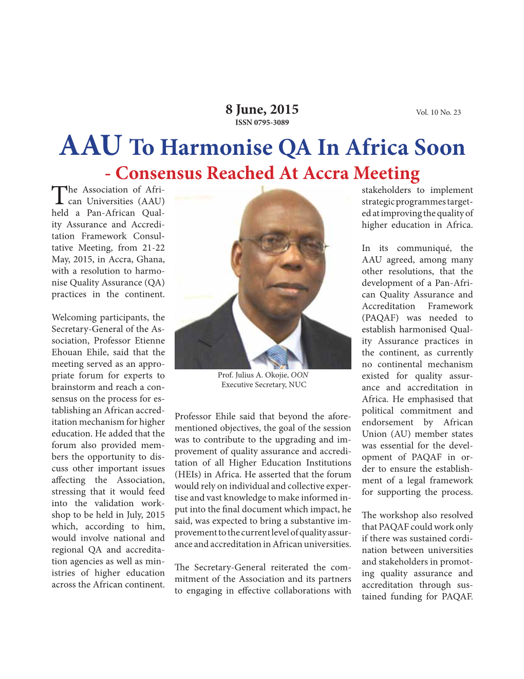 AAU to Harmonise QA in Africa Soon