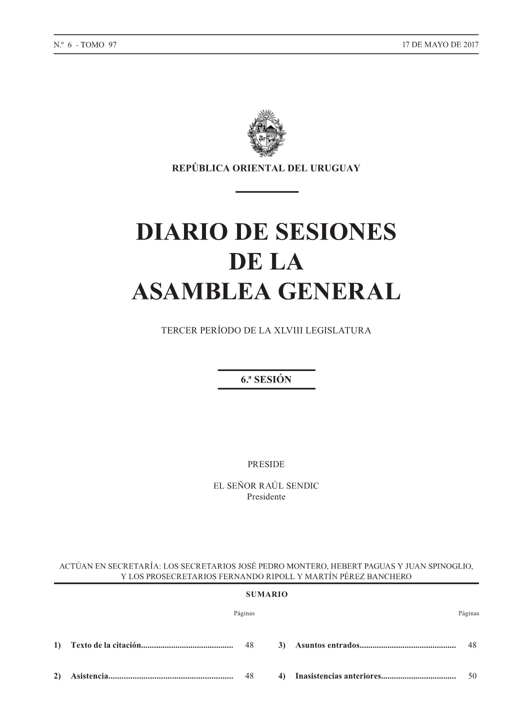 Diario De Sesiones De La Asamblea General