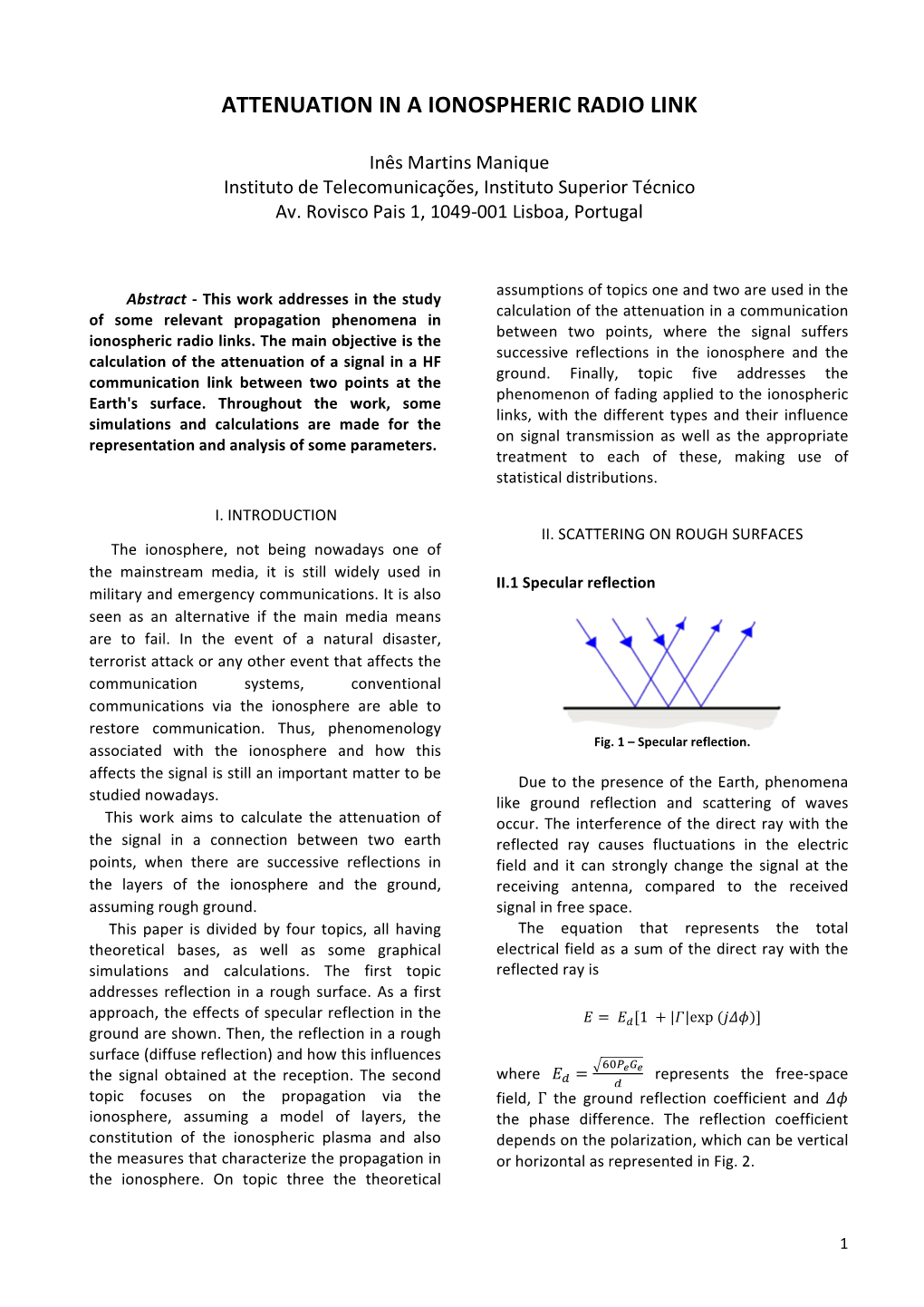 Attenuation in a Ionospheric Radio Link