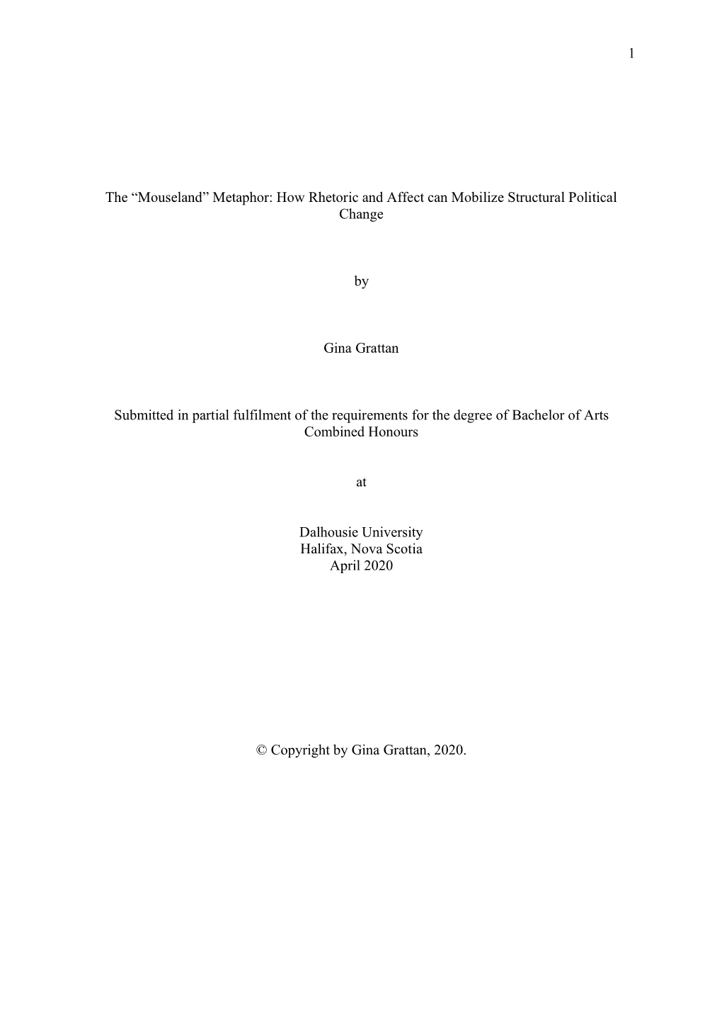 Mouseland” Metaphor: How Rhetoric and Affect Can Mobilize Structural Political Change