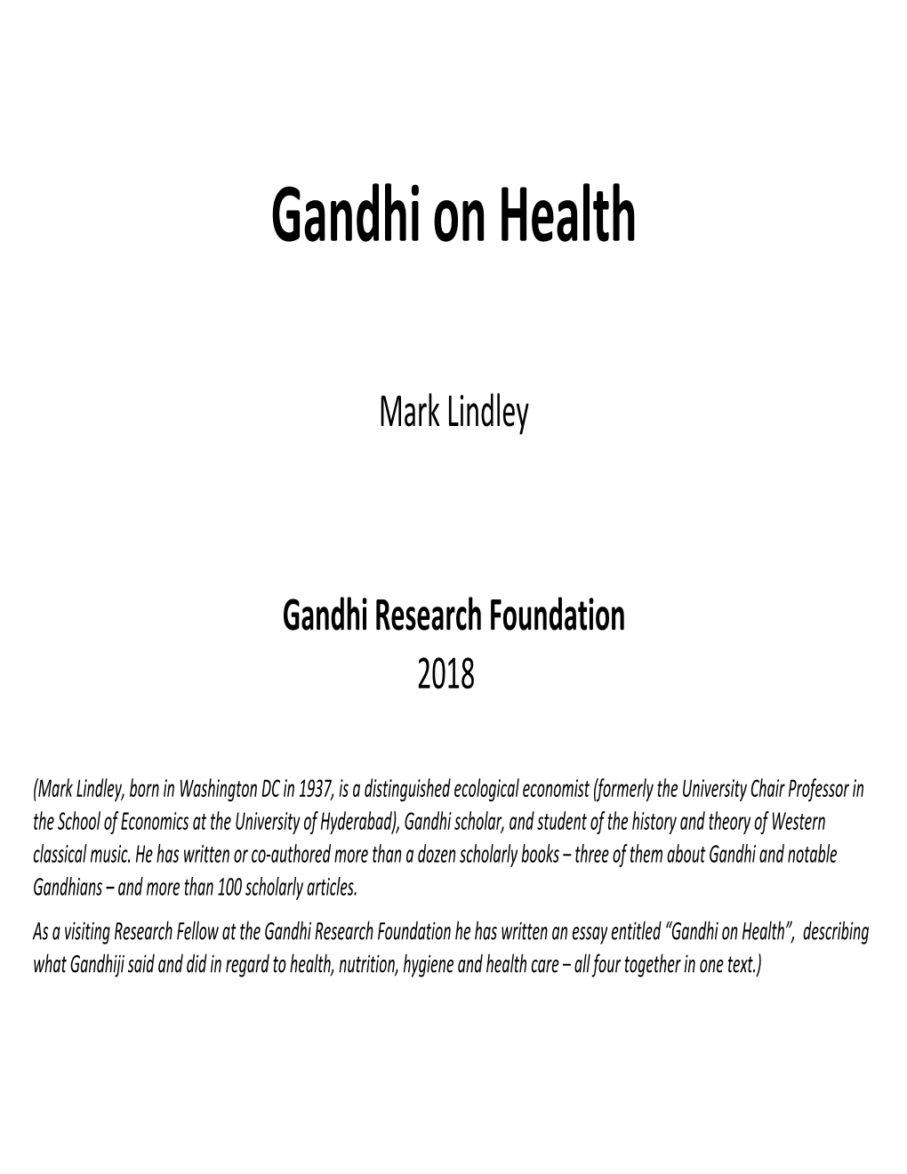 Gandhi on Health