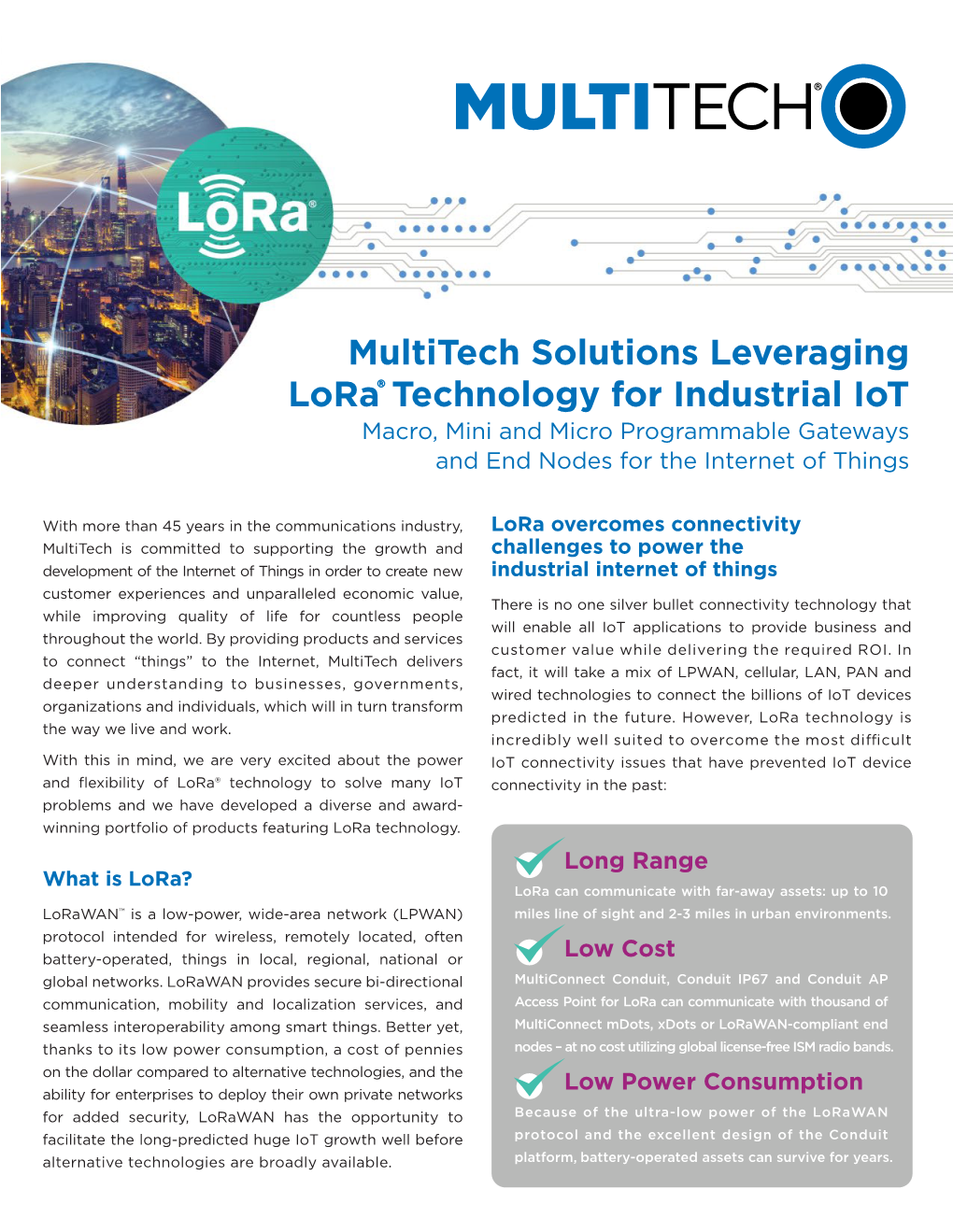 Multitech Solutions Leveraging Lora® Technology for Industrial