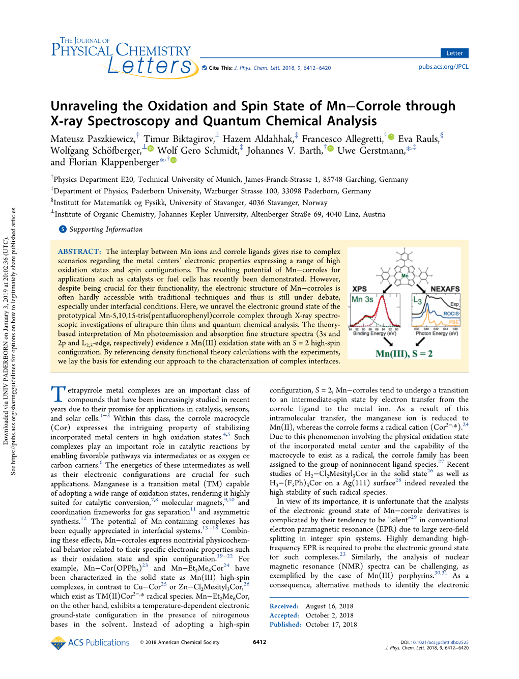 Unraveling the Oxidation and Spin State of Mn–Corrole Through X-Ray Spectroscopy and Quantum Chemical Analysis