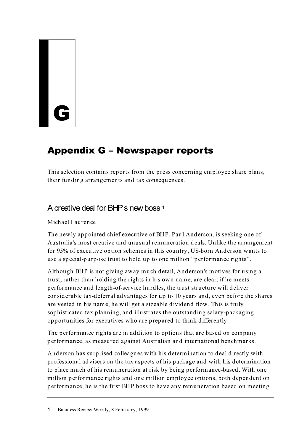 Appendix G: Newspaper Reports