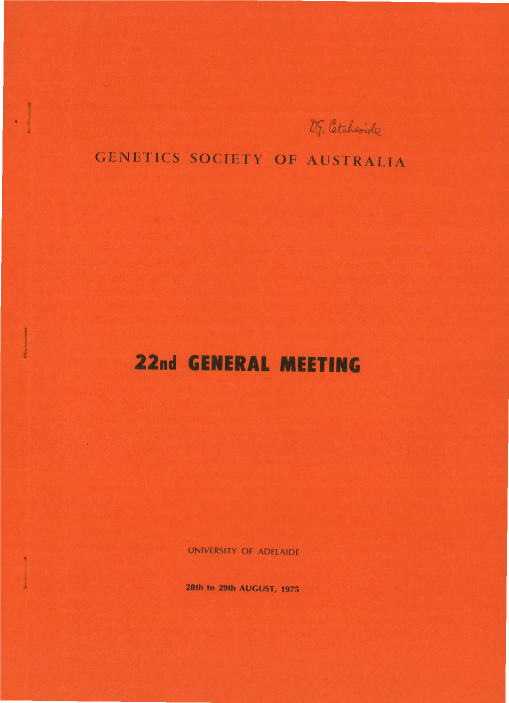 22Nd General Meeting Adelaide