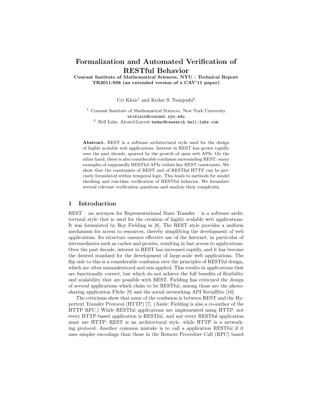 Formalization and Automated Verification of Restful Behavior