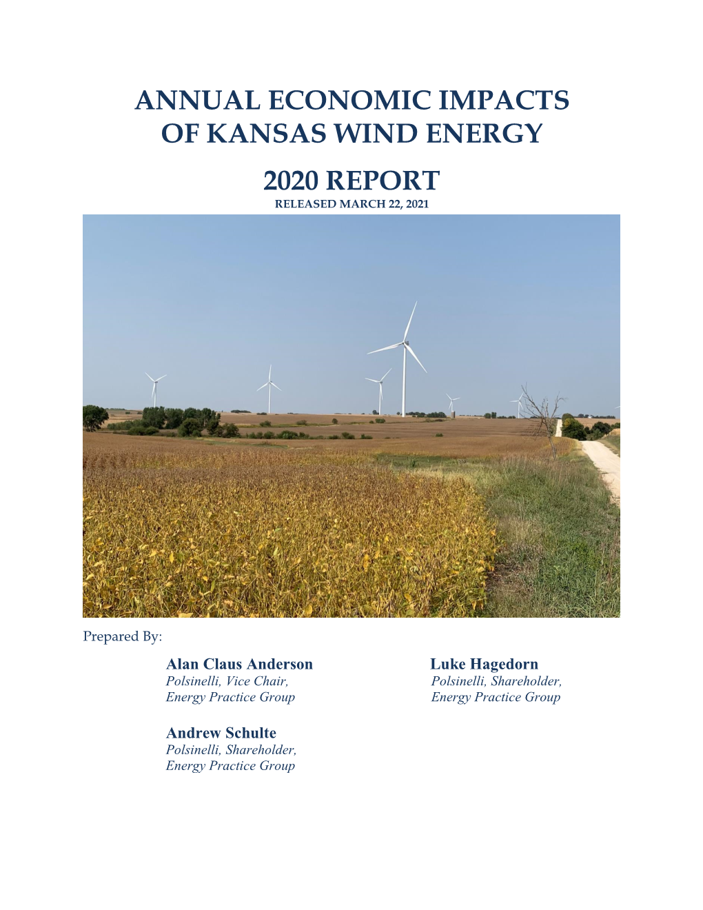 Annual Economic Impacts of Kansas Wind Energy 2020