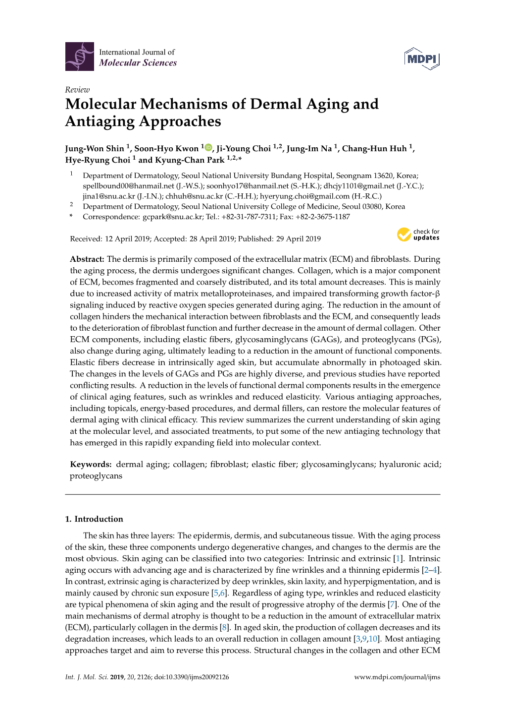 Molecular Mechanisms of Dermal Aging and Antiaging Approaches