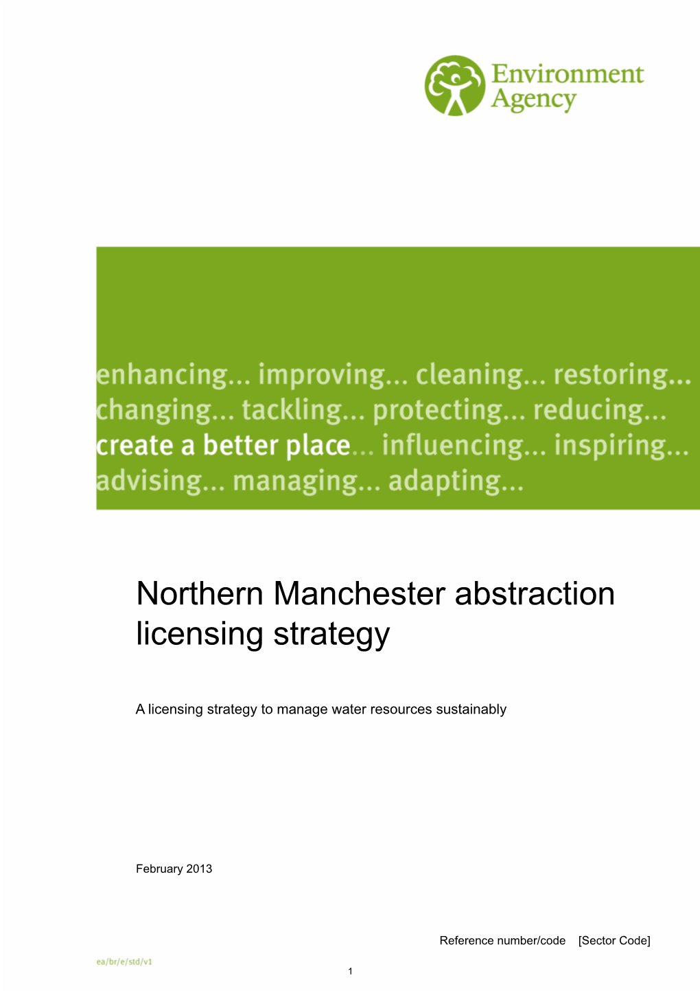 Northern Manchester Abstraction Licensing Strategy