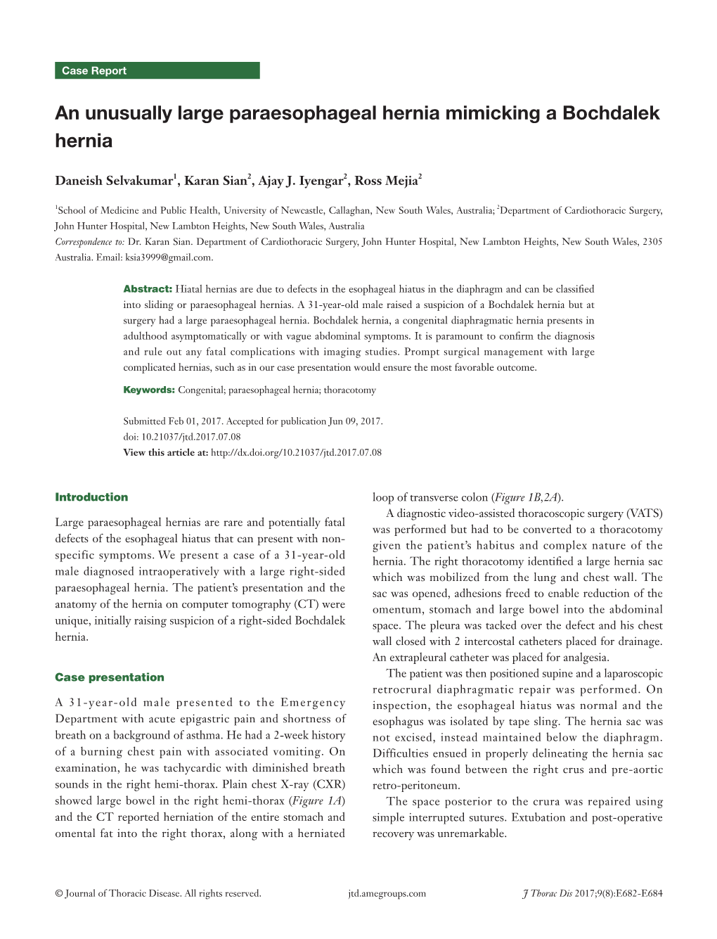 An Unusually Large Paraesophageal Hernia Mimicking a Bochdalek Hernia