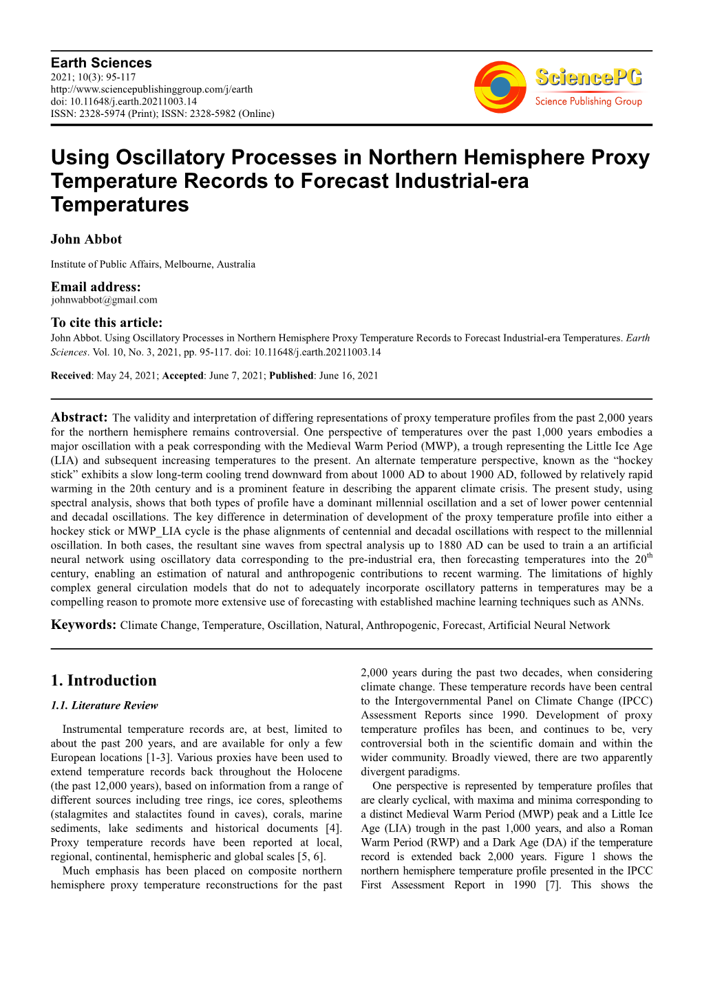 Using Oscillatory Processes in Northern Hemisphere Proxy Temperature Records to Forecast Industrial-Era Temperatures