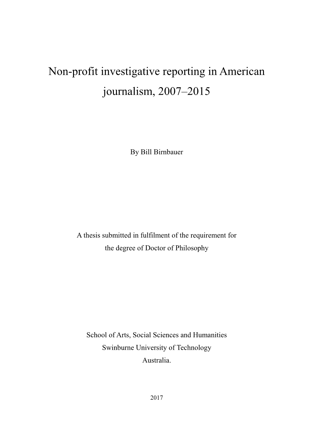 Bill Birnbauer Thesis