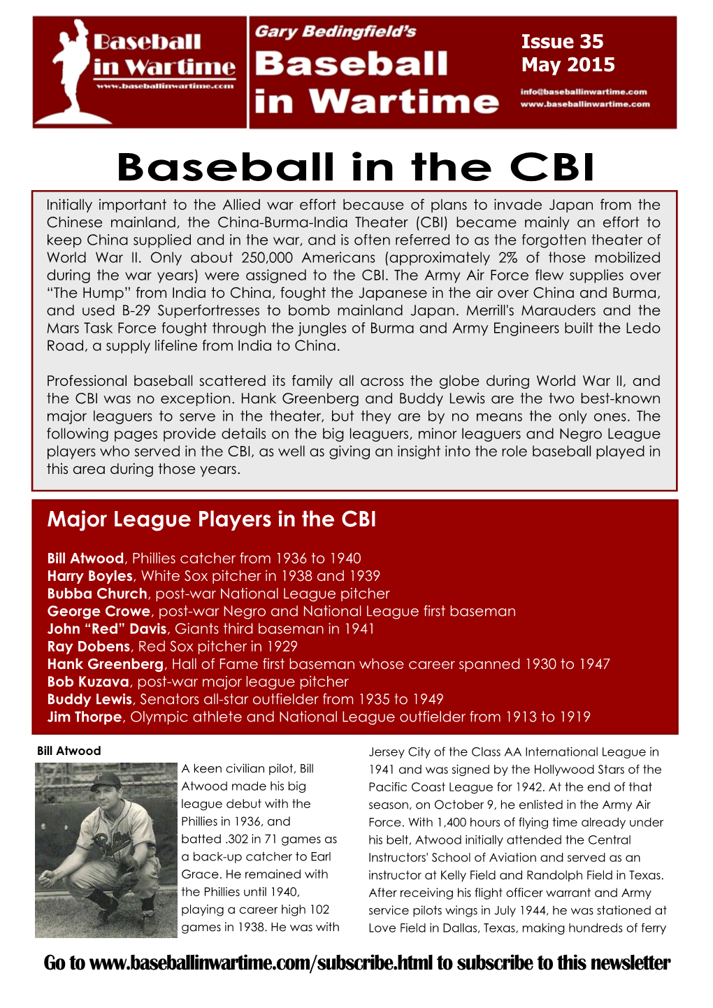 Baseball in Wartime Newsletter Vol 7 No 35 May 2015