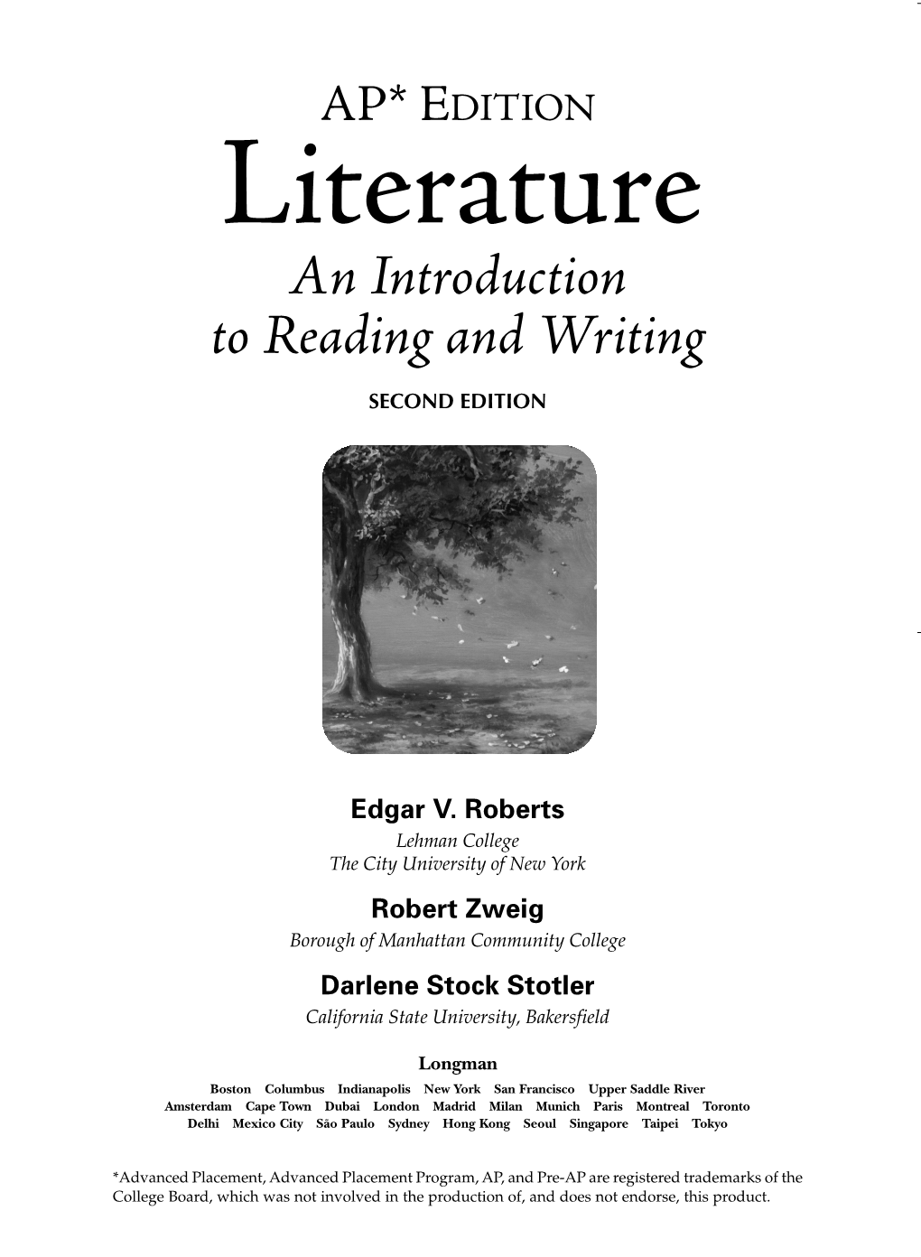 Literature an Introduction to Reading and Writing