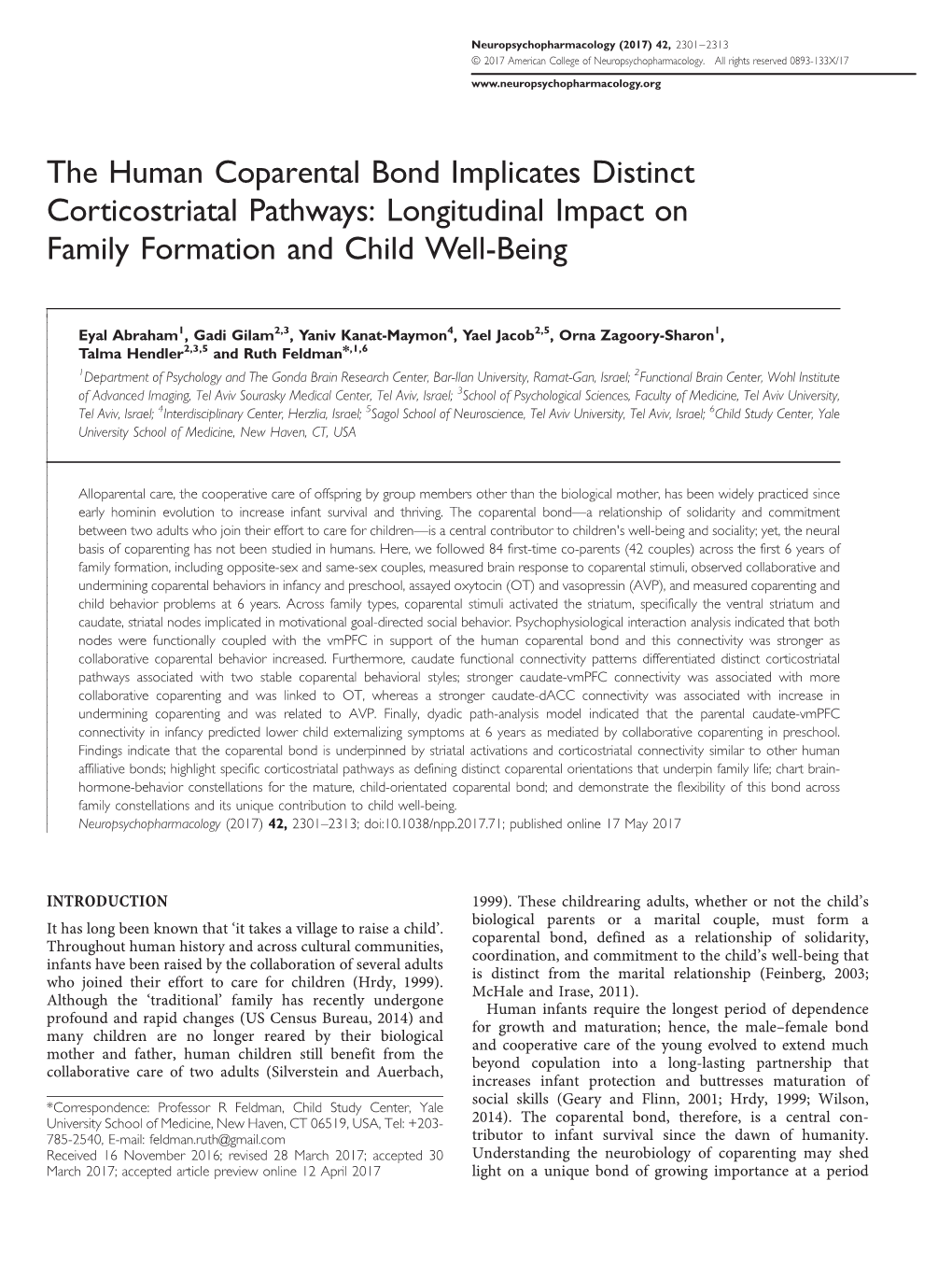 The Human Coparental Bond Implicates Distinct Corticostriatal Pathways: Longitudinal Impact on Family Formation and Child Well-Being