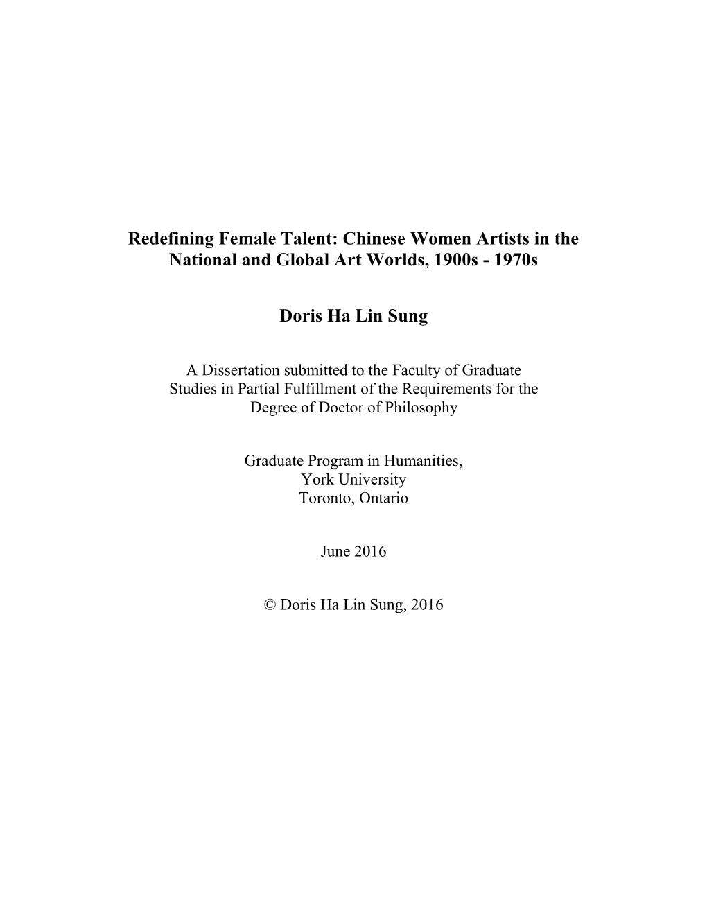 Chinese Women Artists in the National and Global Art Worlds, 1900S - 1970S
