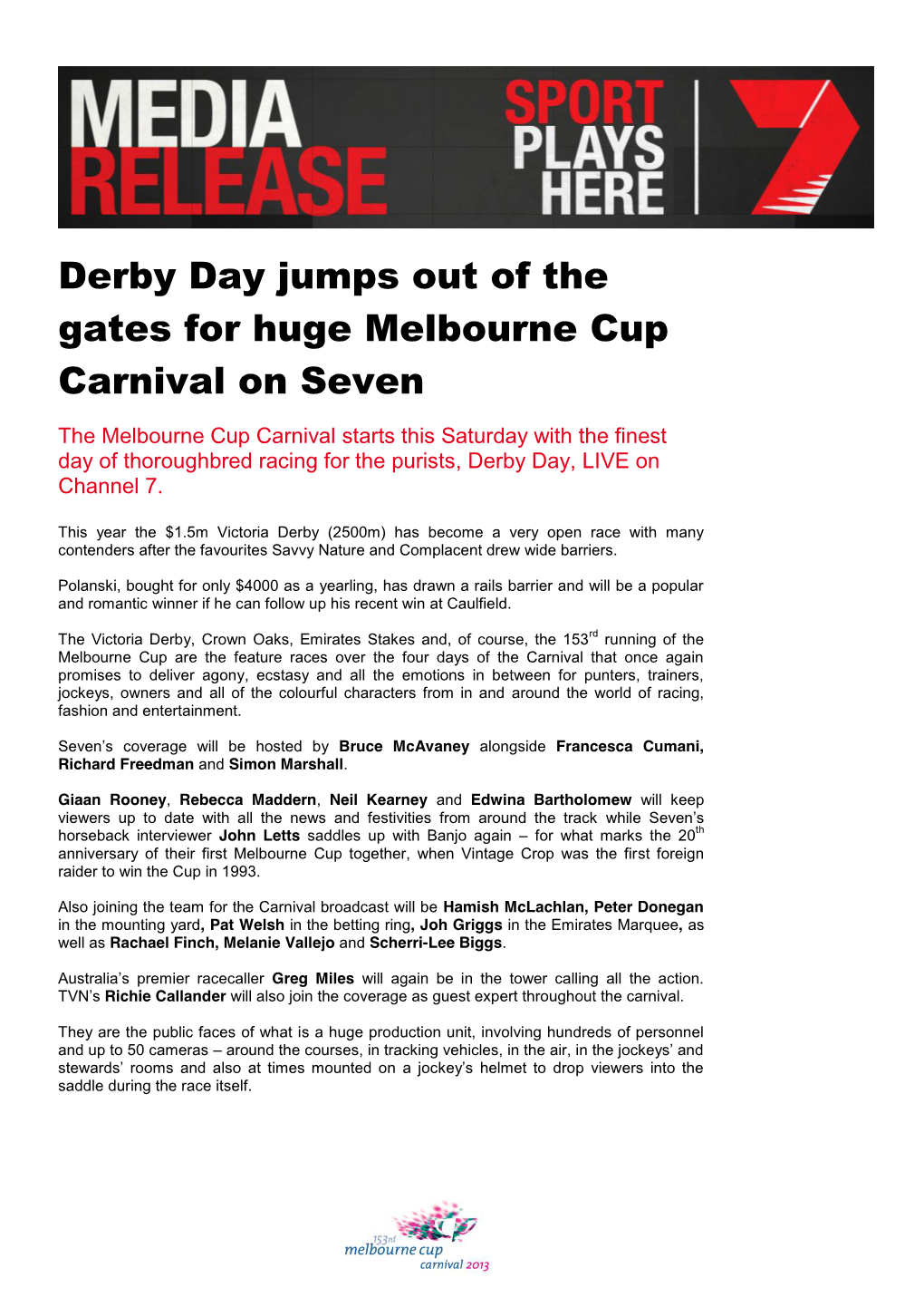 Melbourne Cup Carnival on Seven