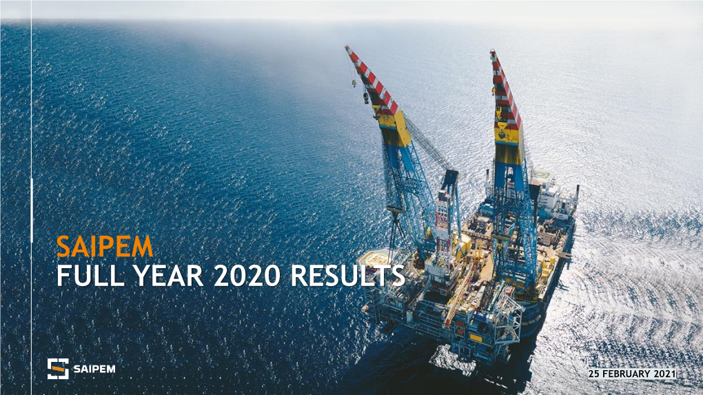 Saipem Full Year 2020 Results