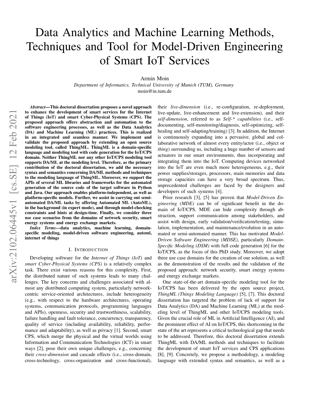 Data Analytics and Machine Learning Methods, Techniques and Tool for Model-Driven Engineering of Smart Iot Services