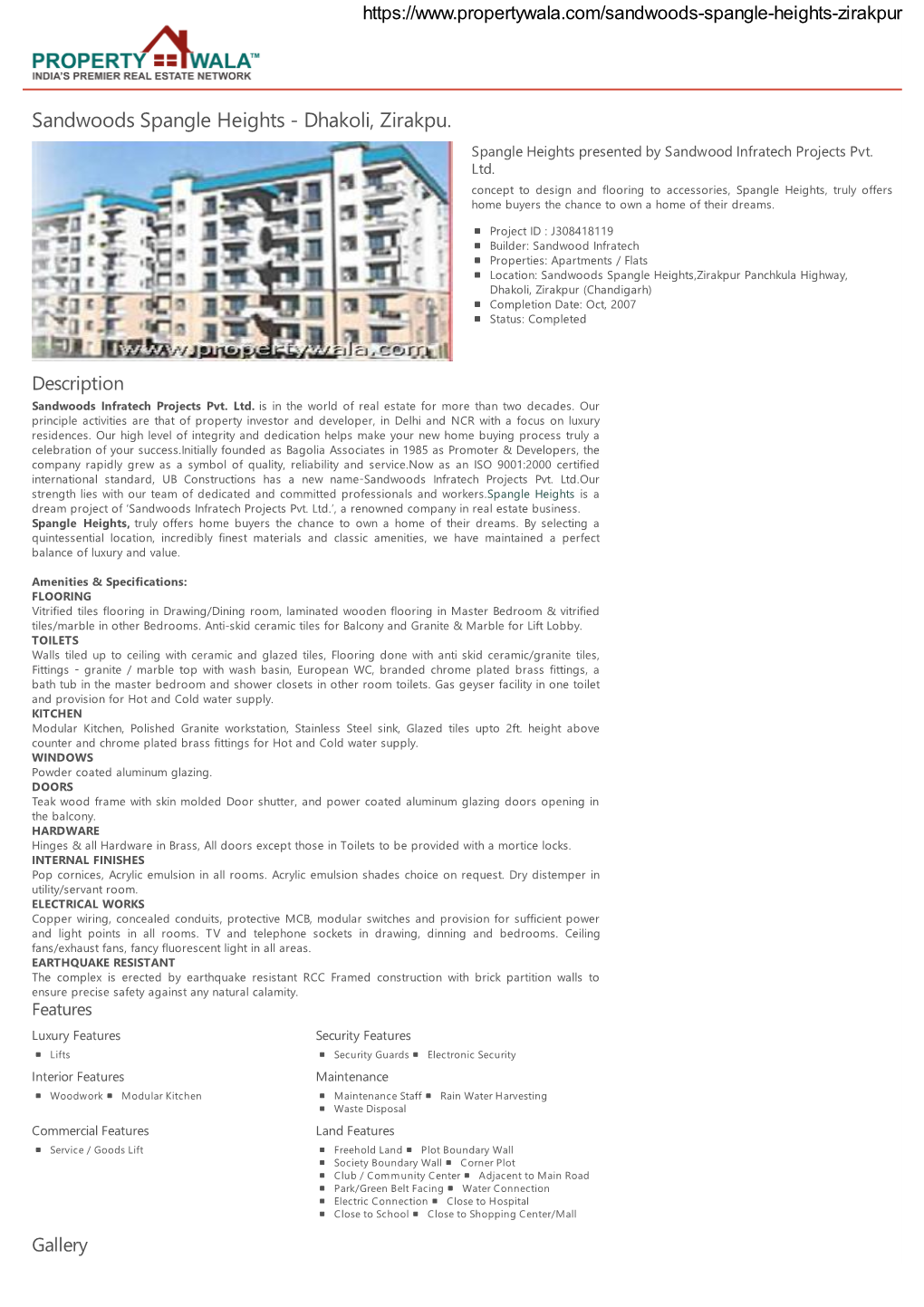 Sandwoods Spangle Heights - Dhakoli, Zirakpu… Spangle Heights Presented by Sandwood Infratech Projects Pvt