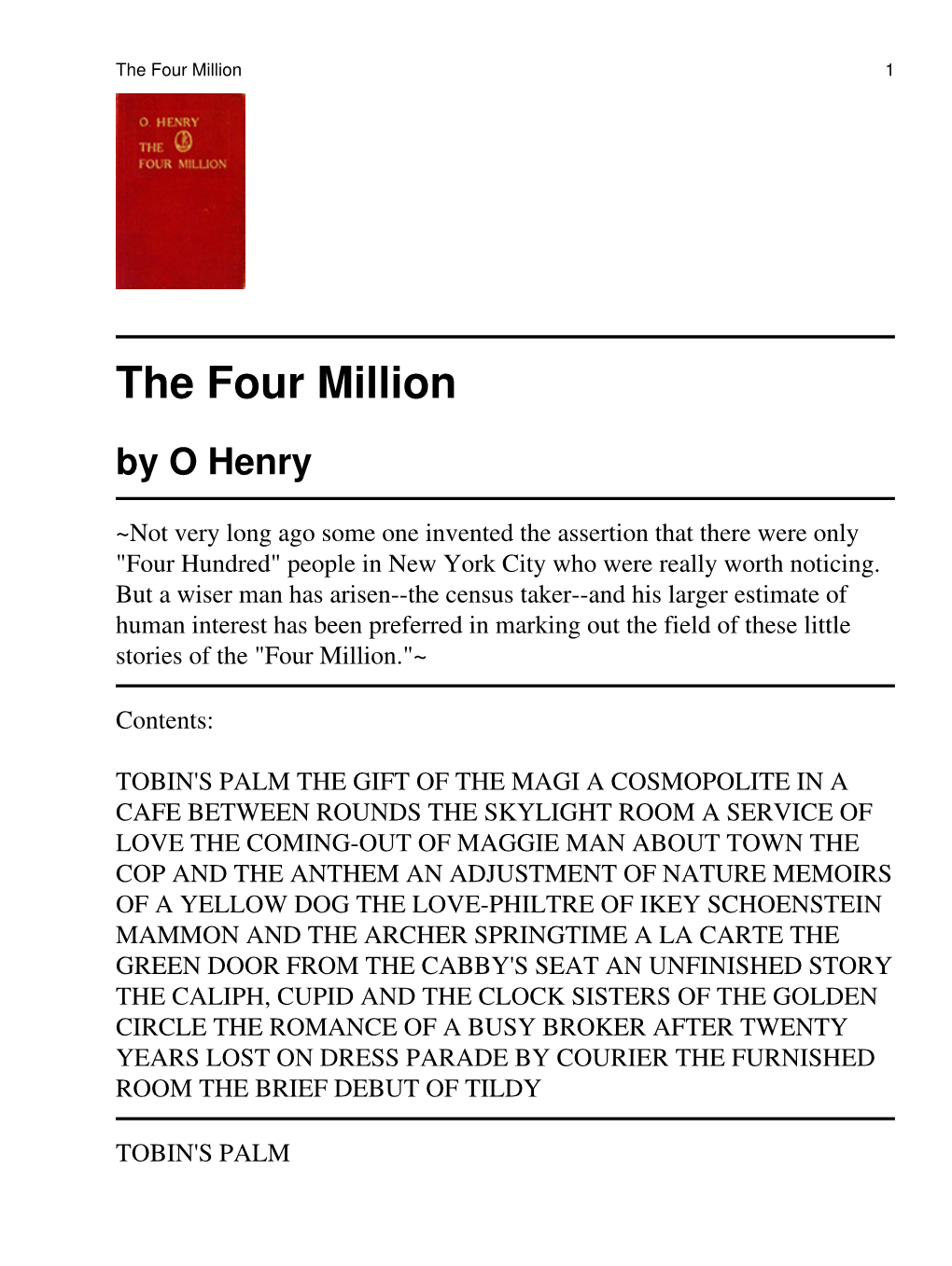 The Four Million by O Henry