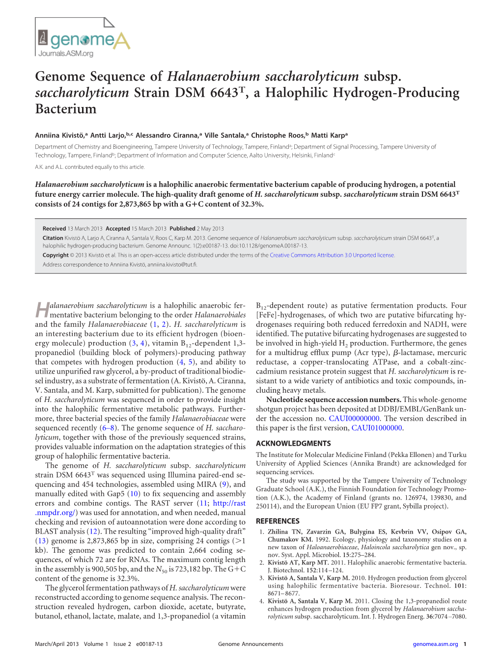 Halanaerobium Saccharolyticum Subsp