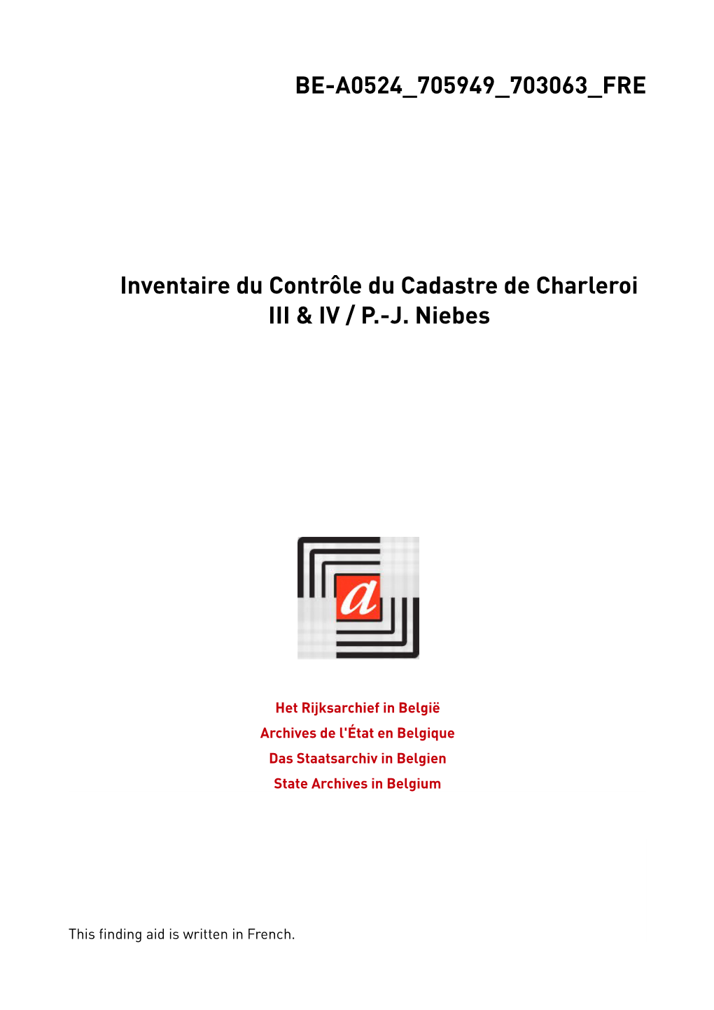 Contrôles Du Cadastre De Charleroi III & IV (Fleurus)