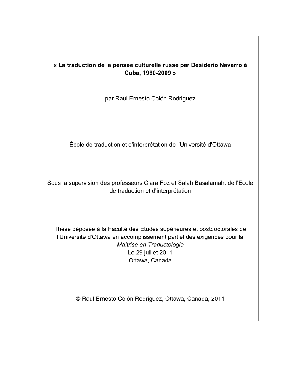 « La Traduction De La Pensée Culturelle Russe Par Desiderio Navarro À Cuba, 1960-2009 »