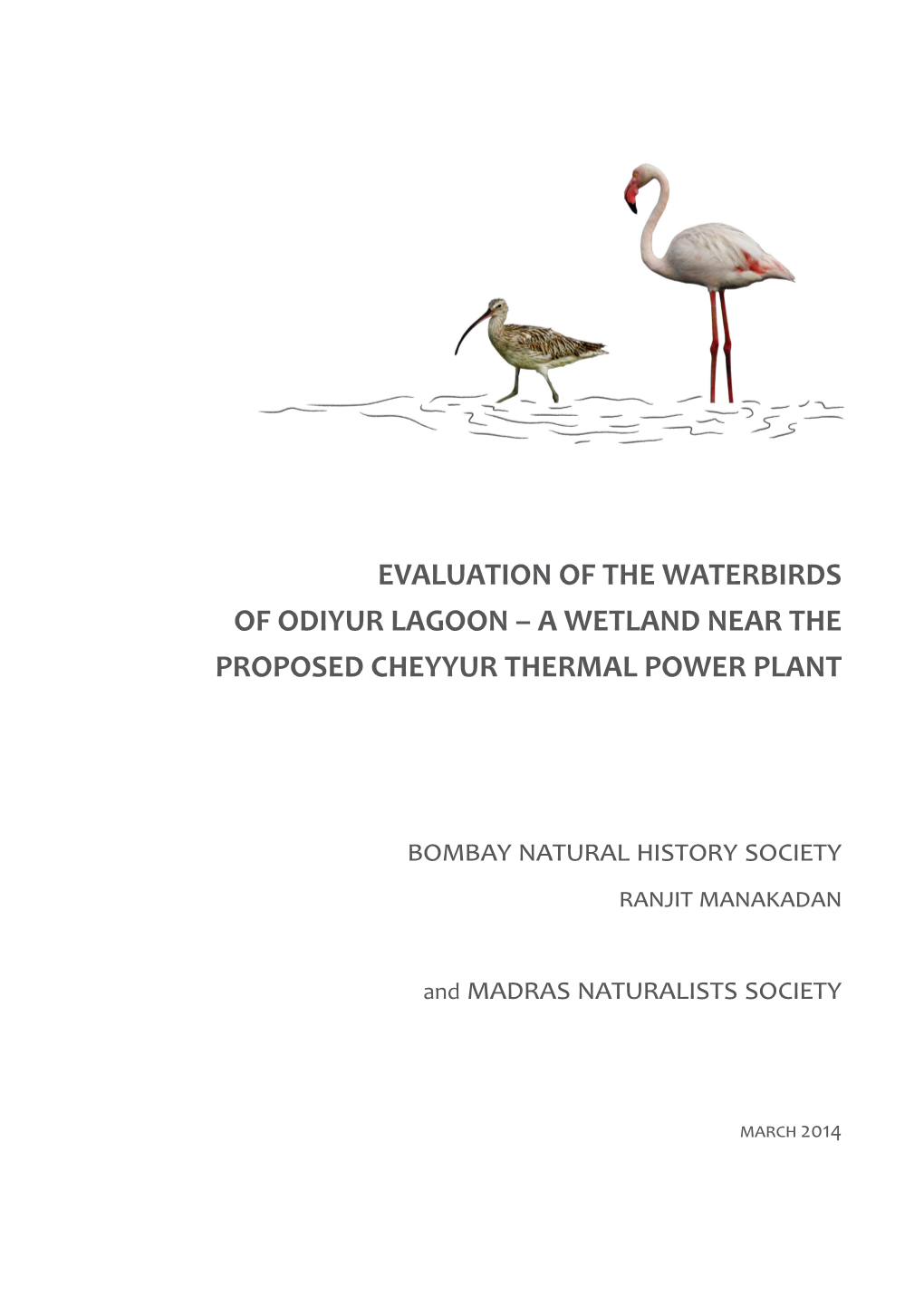 Evaluation of the Waterbirds of Odiyur Lagoon – a Wetland Near the Proposed Cheyyur Thermal Power Plant