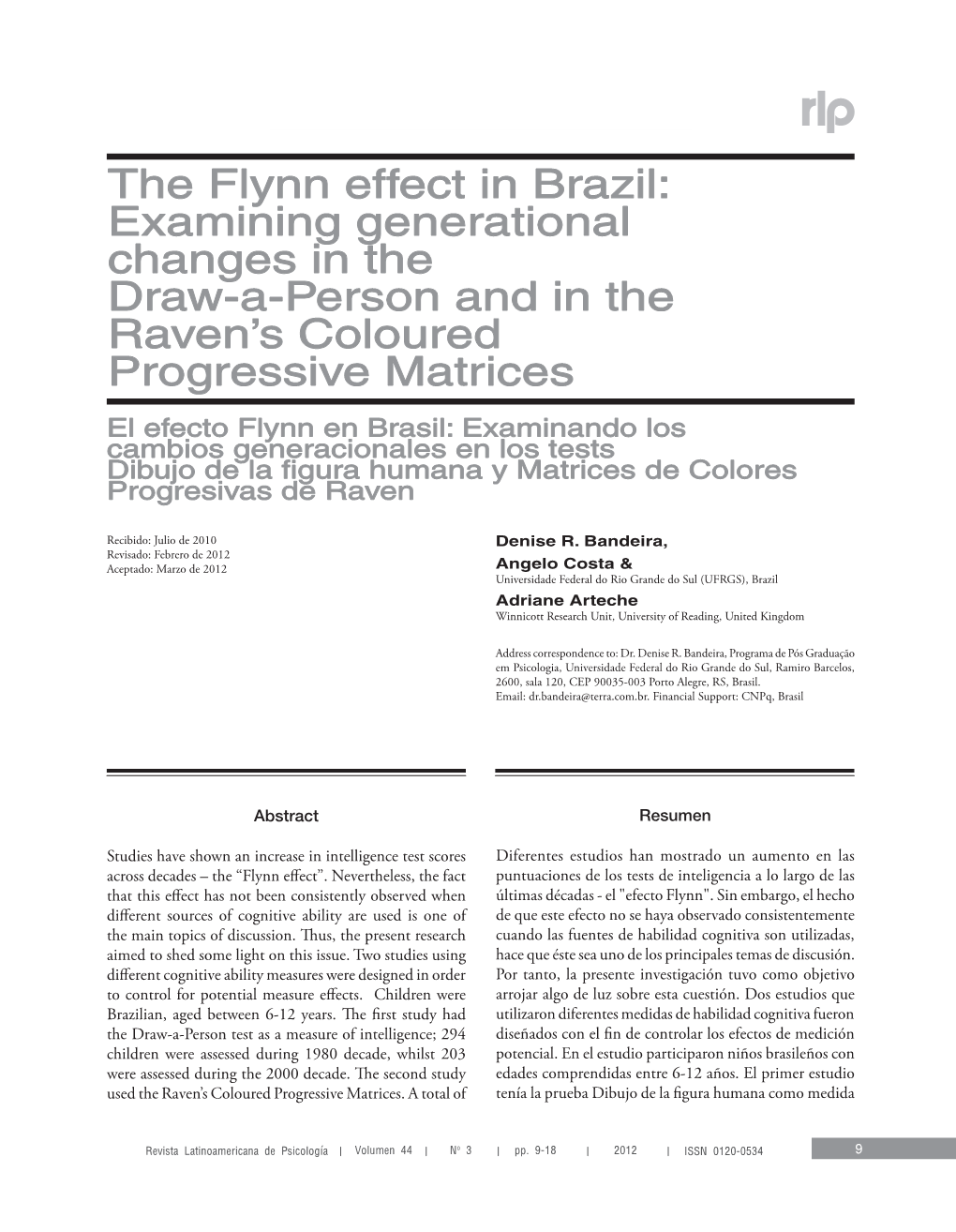 The Flynn Effect in Brazil: Examining Generational Changes in the Draw-A