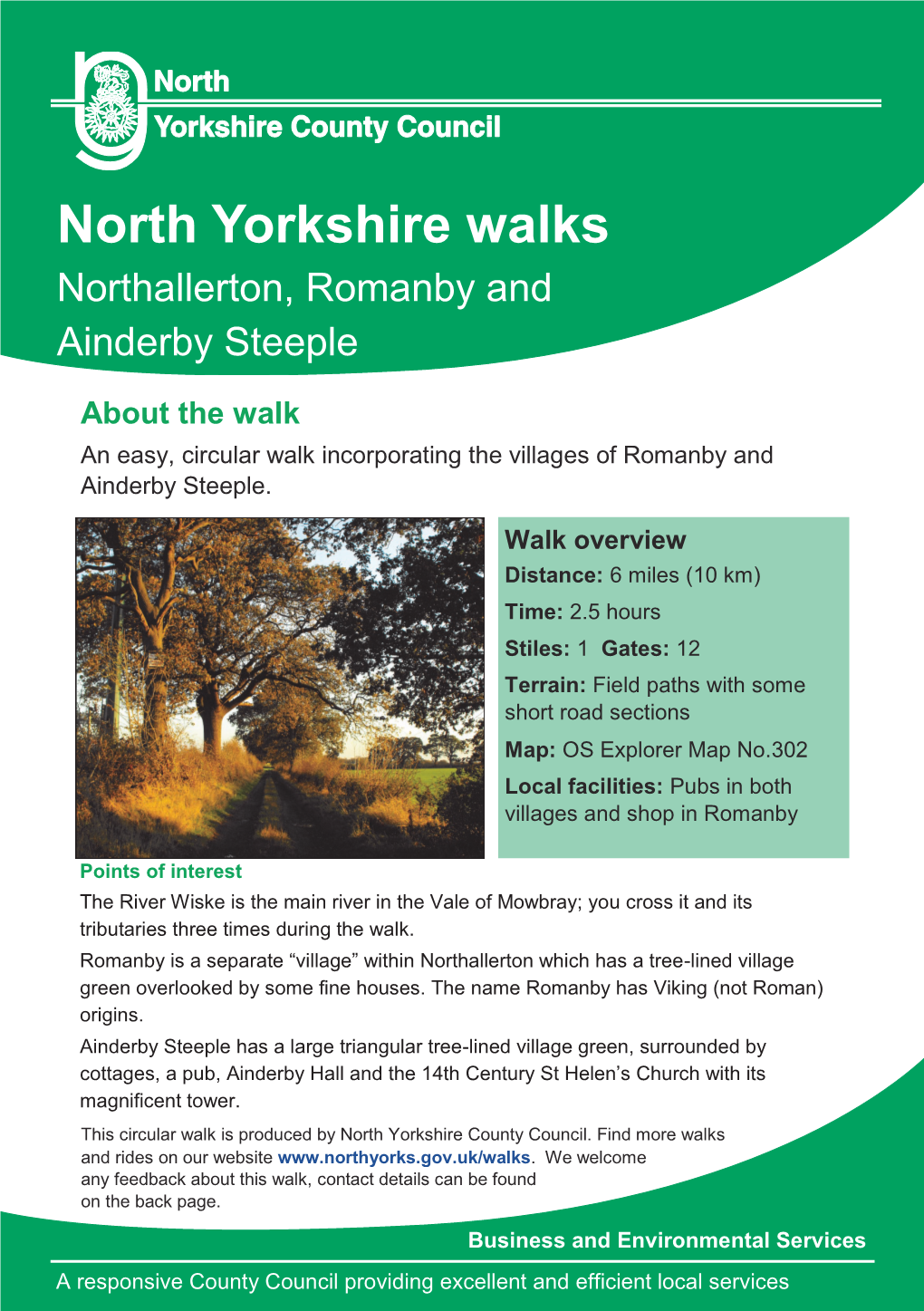 North Yorkshire Walks Northallerton, Romanby and Ainderby Steeple