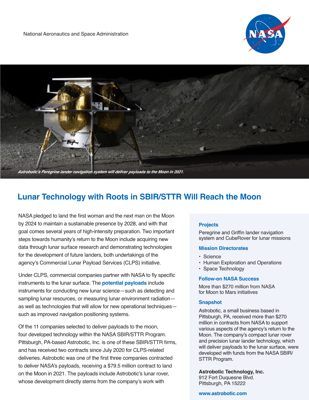 Lunar Technology with Roots in SBIR/STTR Will Reach the Moon