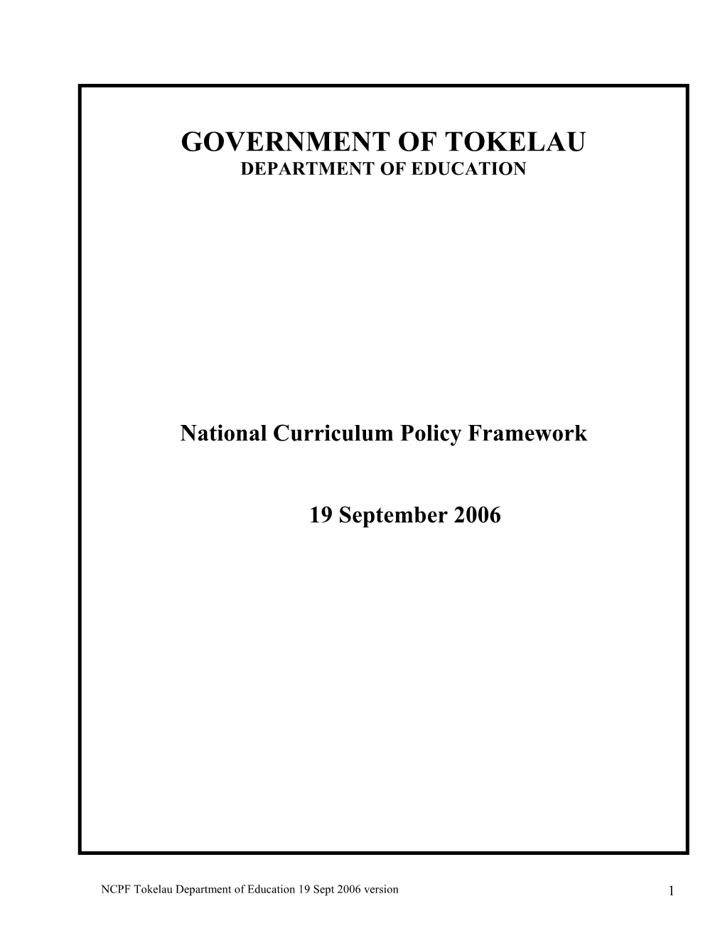 National Curriculum Policy Framework 2006