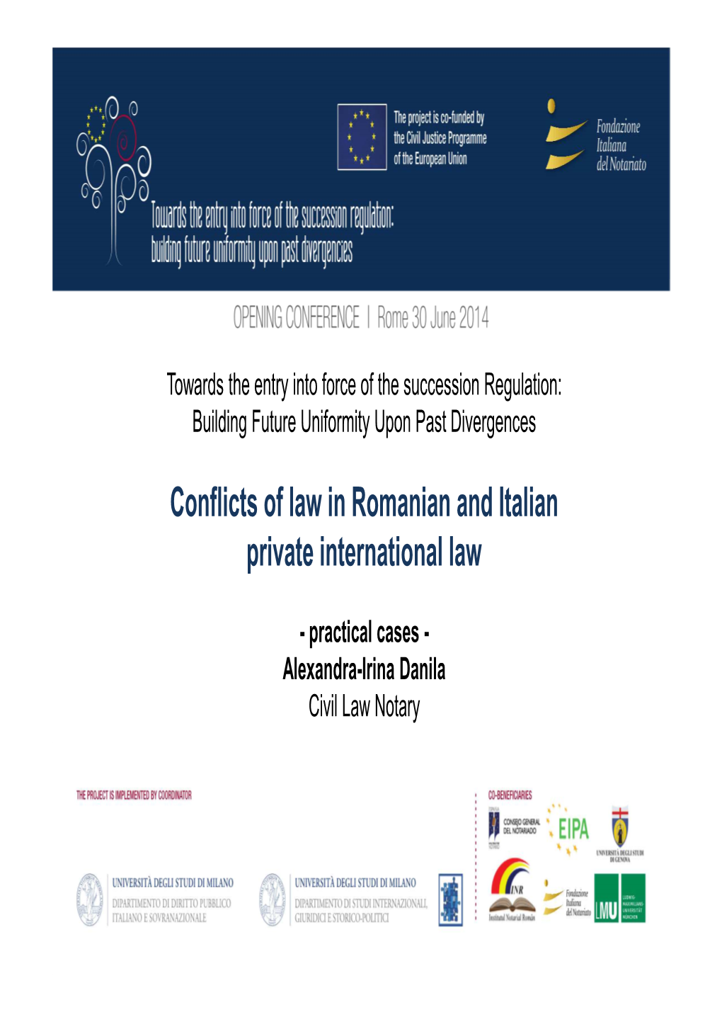 Conflicts of Law in Romanian and Italian Private International Law