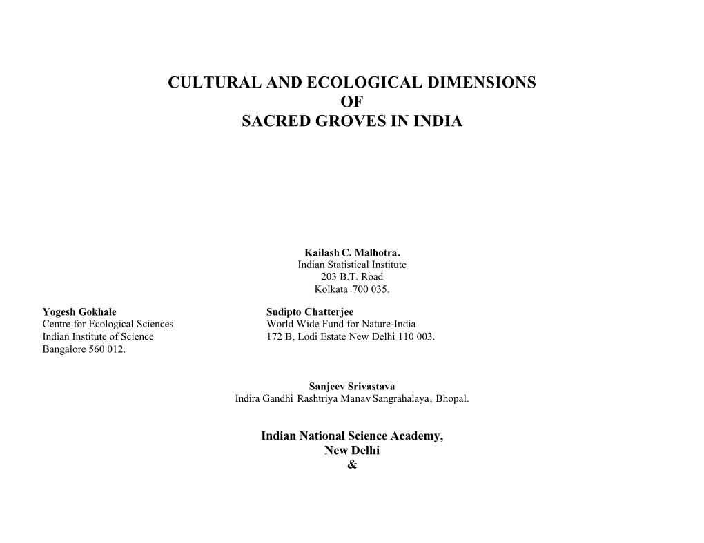 Cultural and Ecological Dimensions of Sacred Groves in India