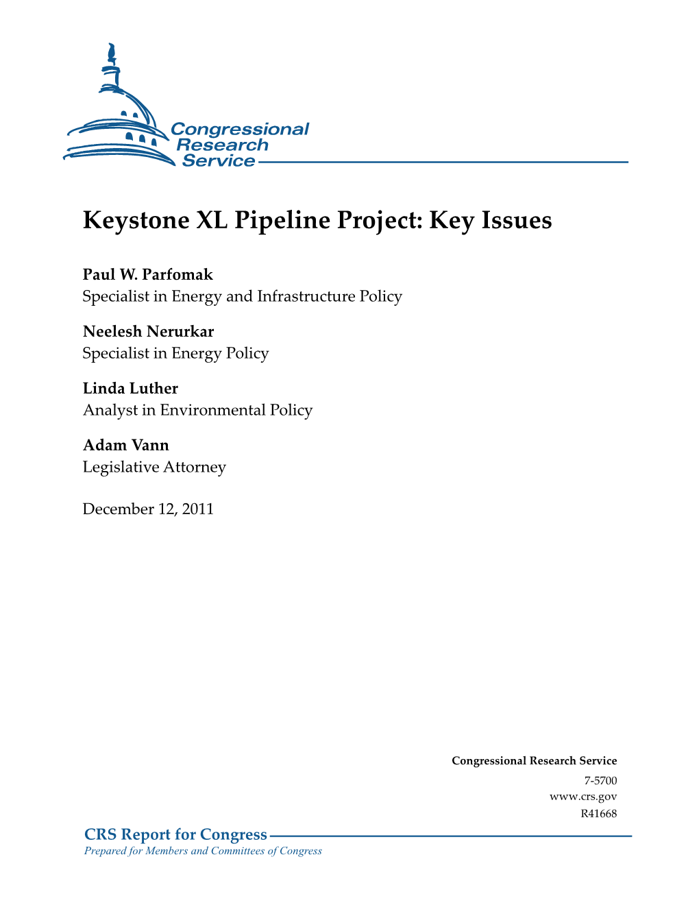 Keystone XL Pipeline Project: Key Issues