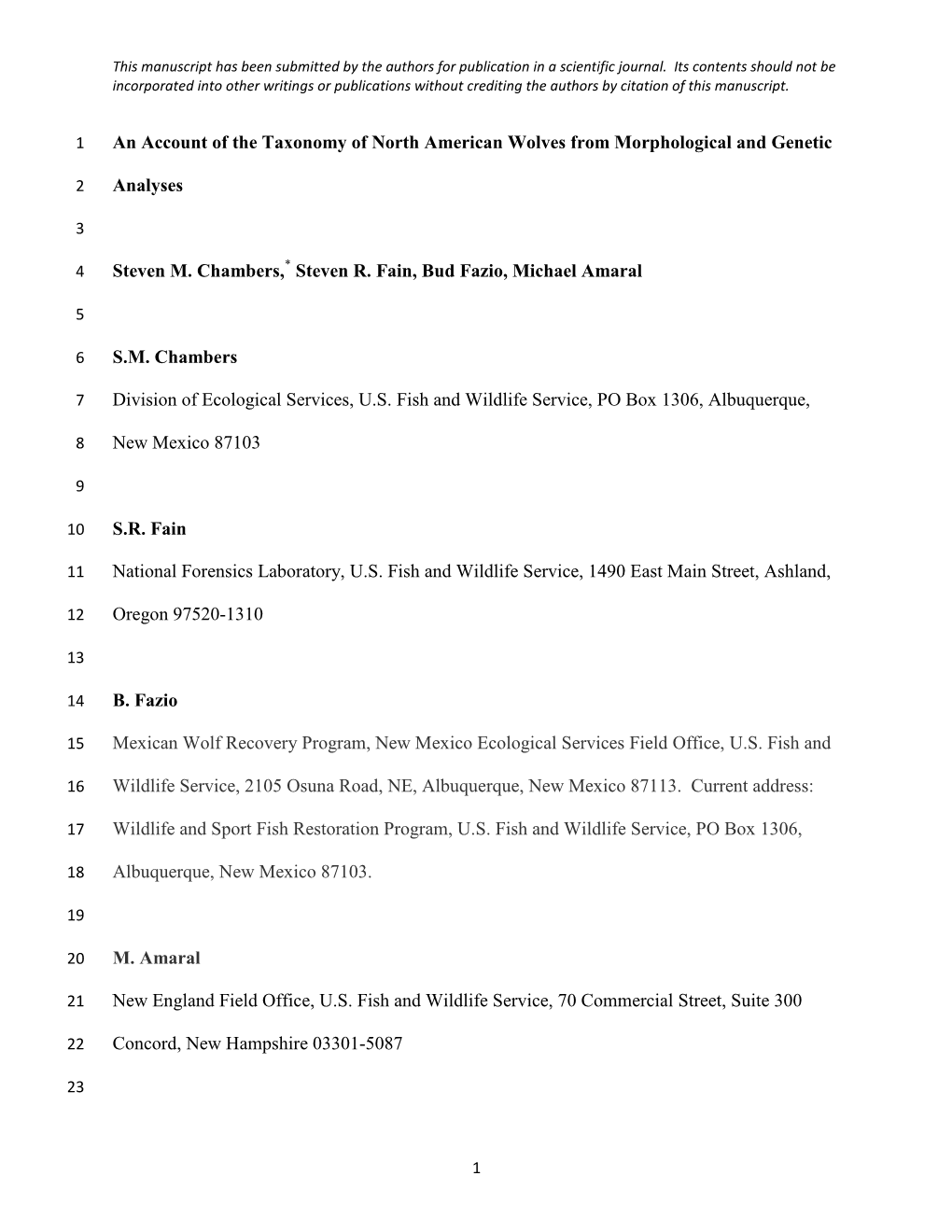 An Account of the Taxonomy of North American Wolves from Morphological and Genetic