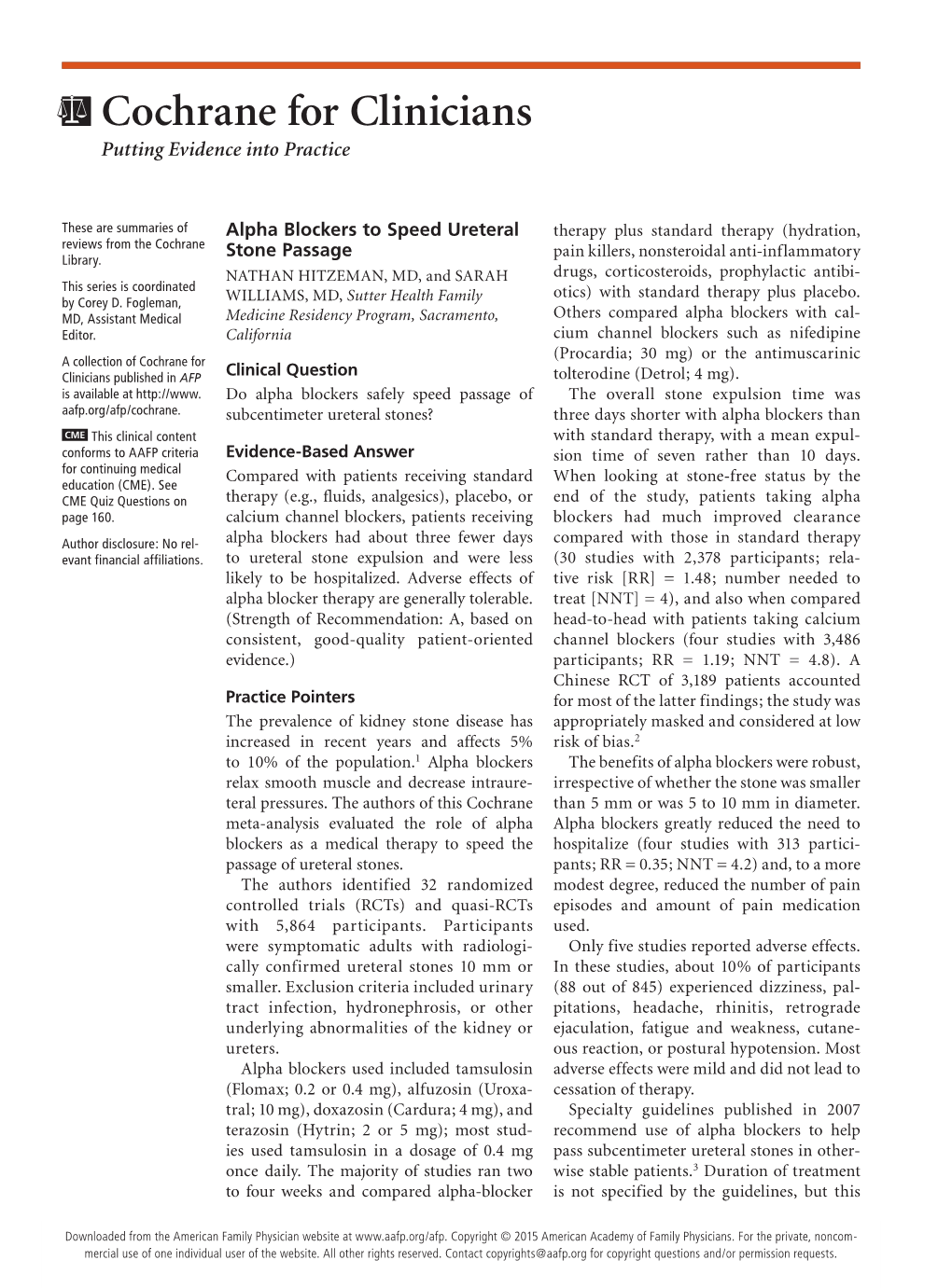 Alpha Blockers to Speed Ureteral